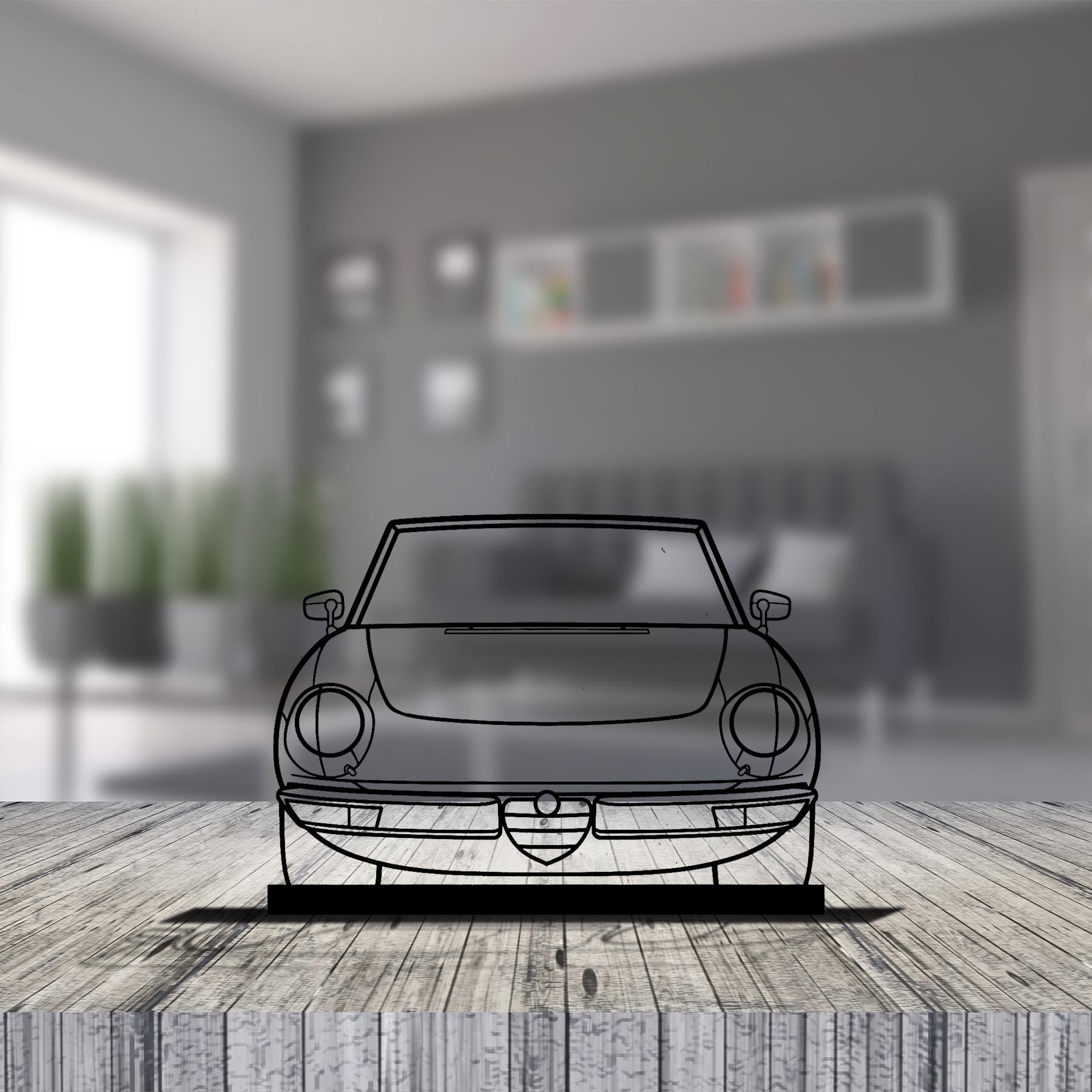 Alfa Spider Front Silhouette Metal Art Stand