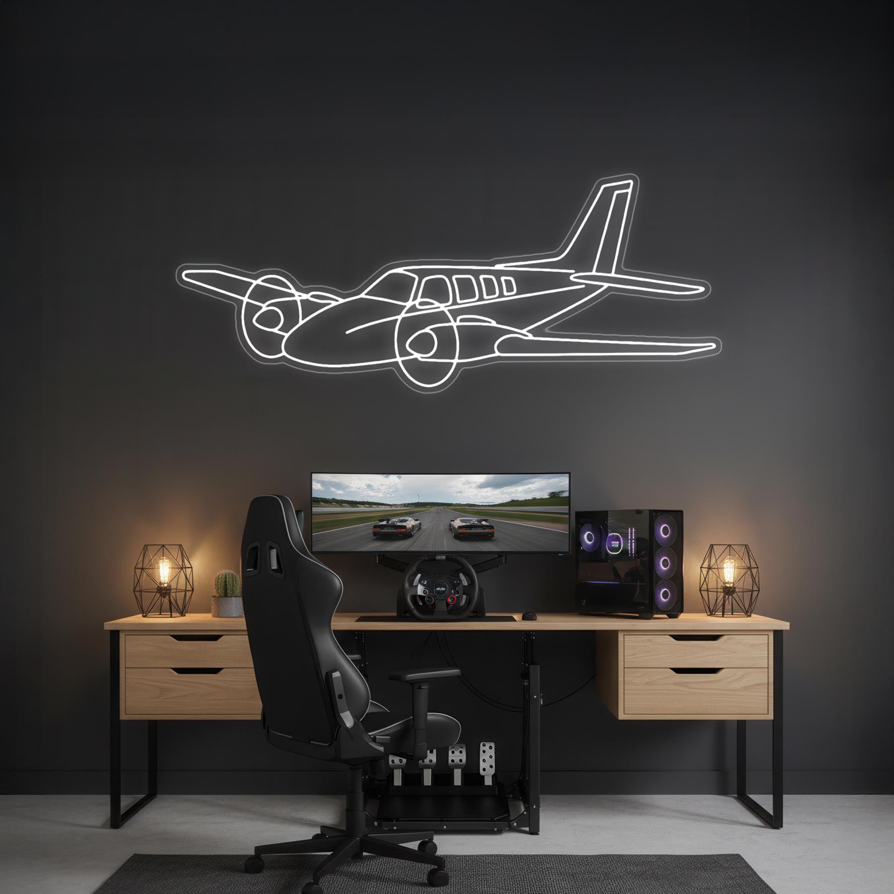 Baron 58 Neon Silhouette