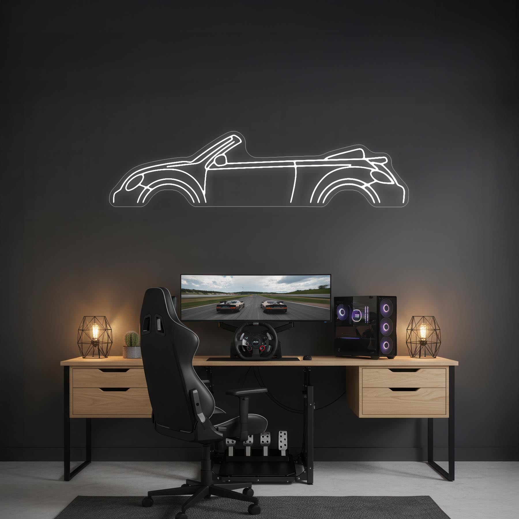 Beetle Cabrio 2017 Neon Silhouette