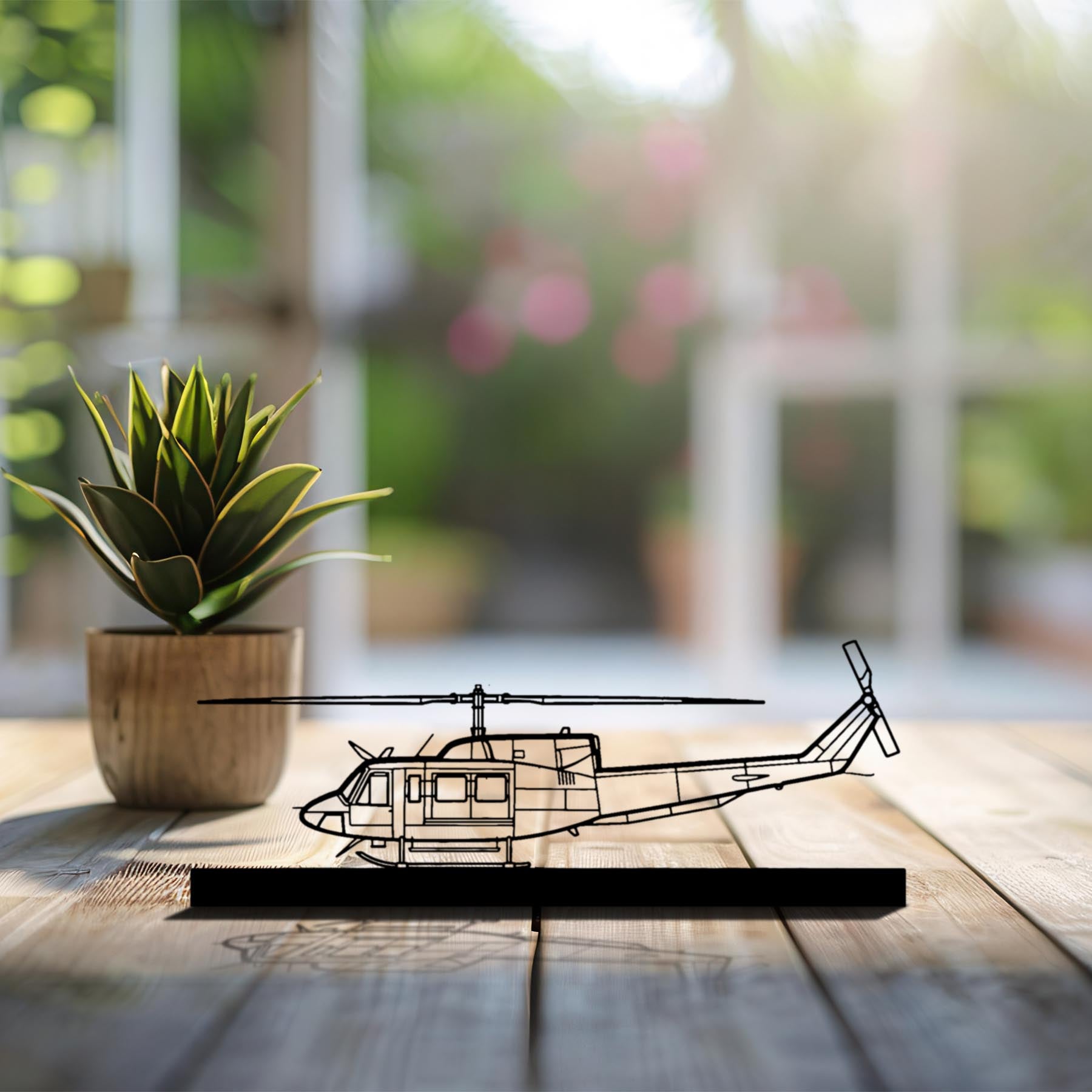 Bell 212 Sentry Silhouette Metal Art Stand