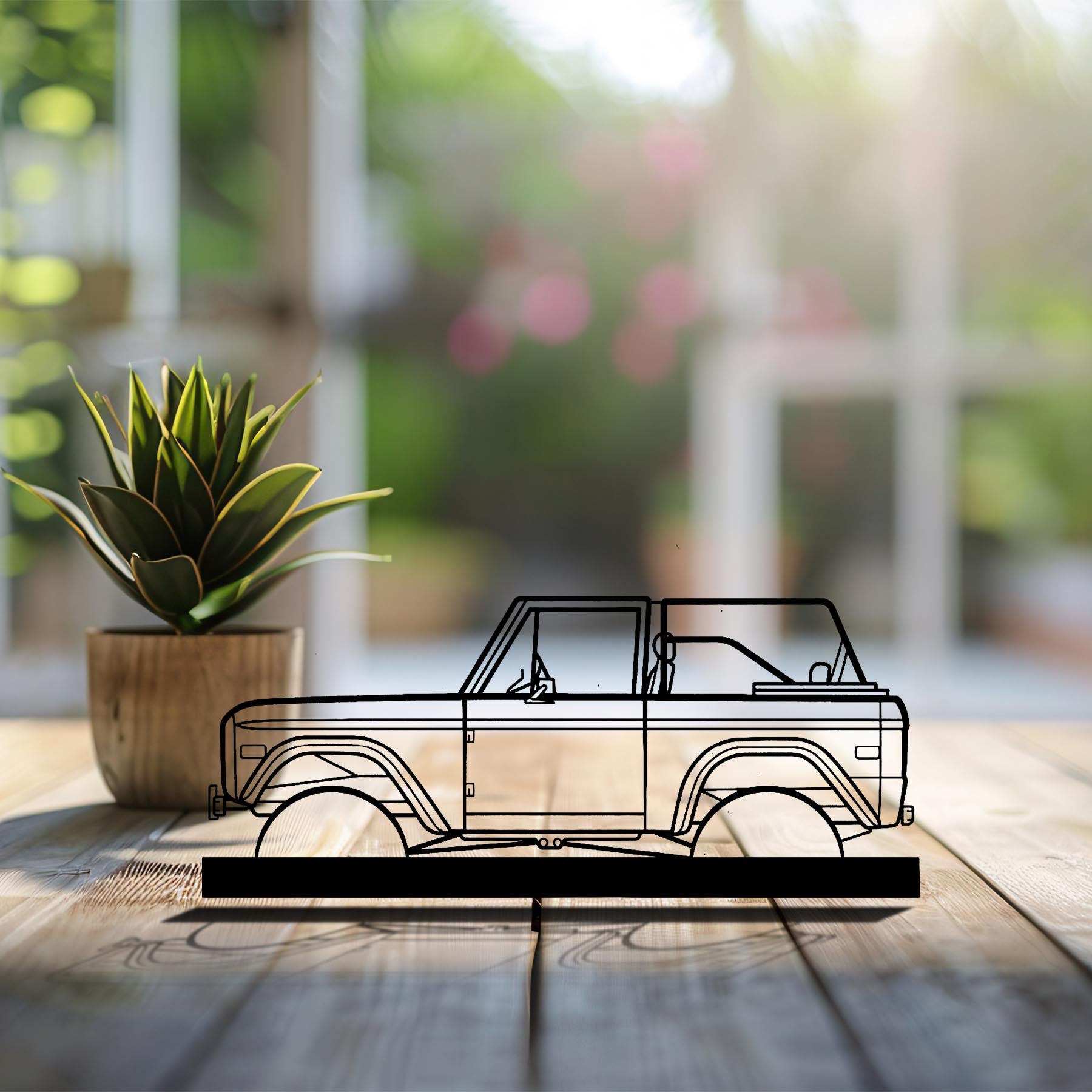 Bronco 1971 Silhouette Metal Art Stand