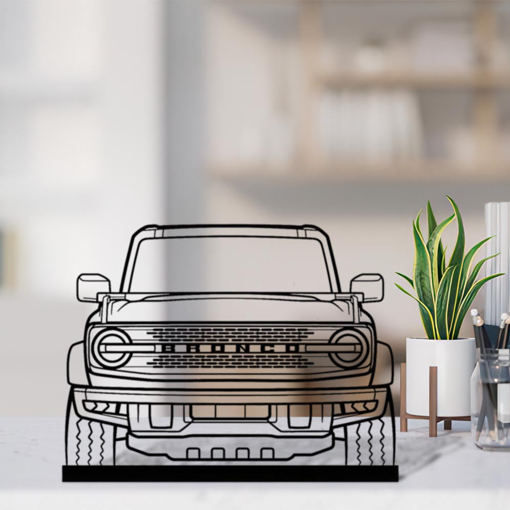 Bronco 2021 Front Silhouette Metal Art Stand