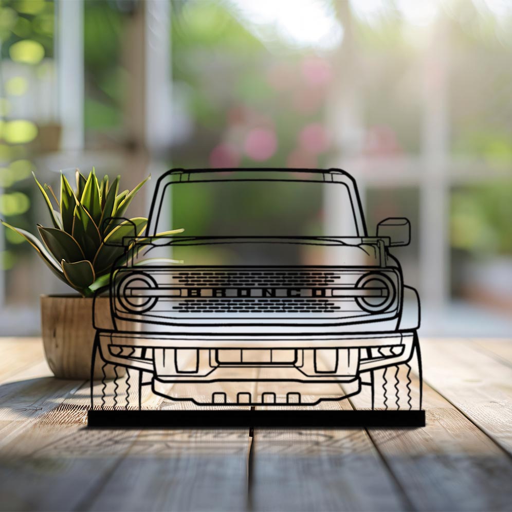 Bronco 2021 Front Silhouette Metal Art Stand