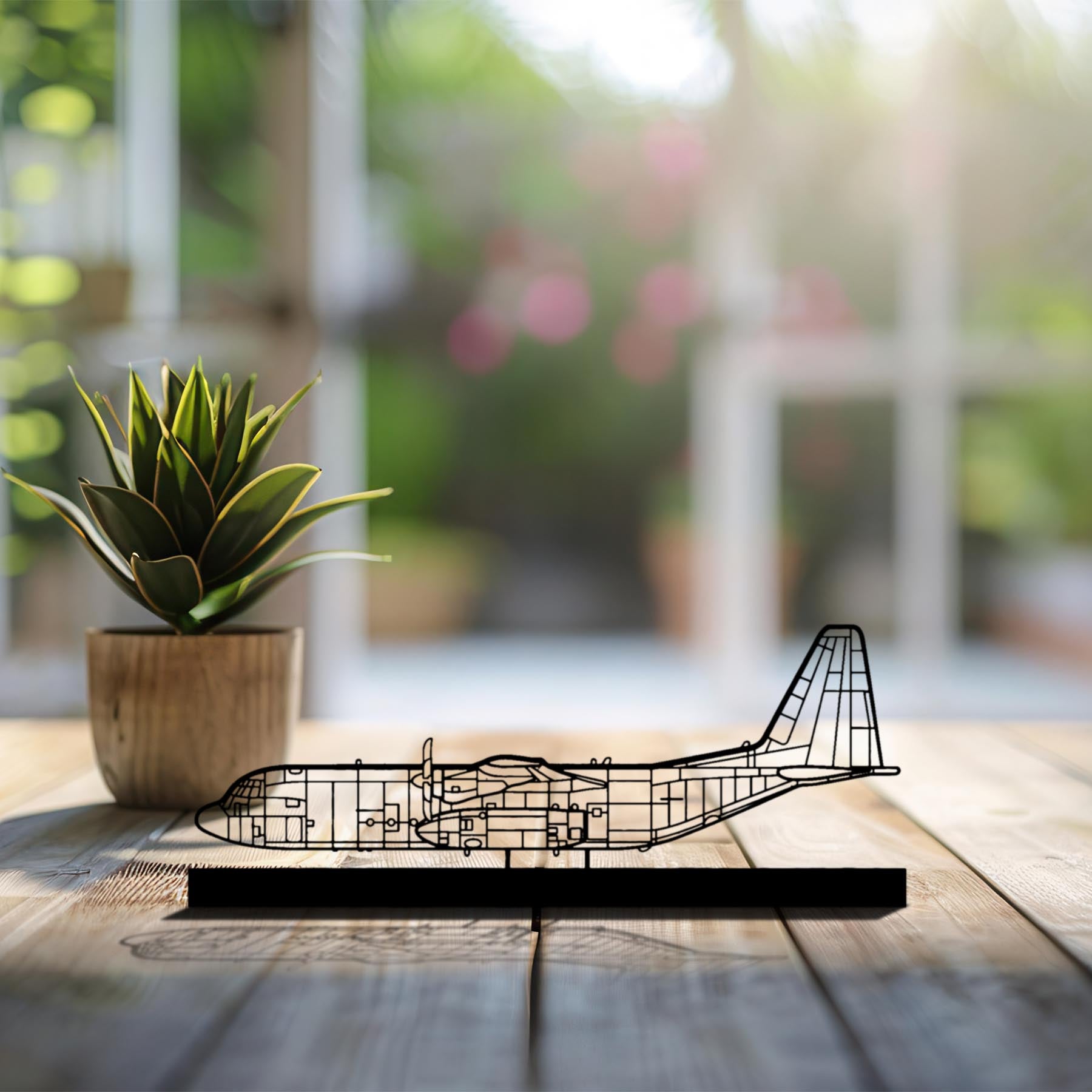 C-130 Silhouette Metal Art Stand