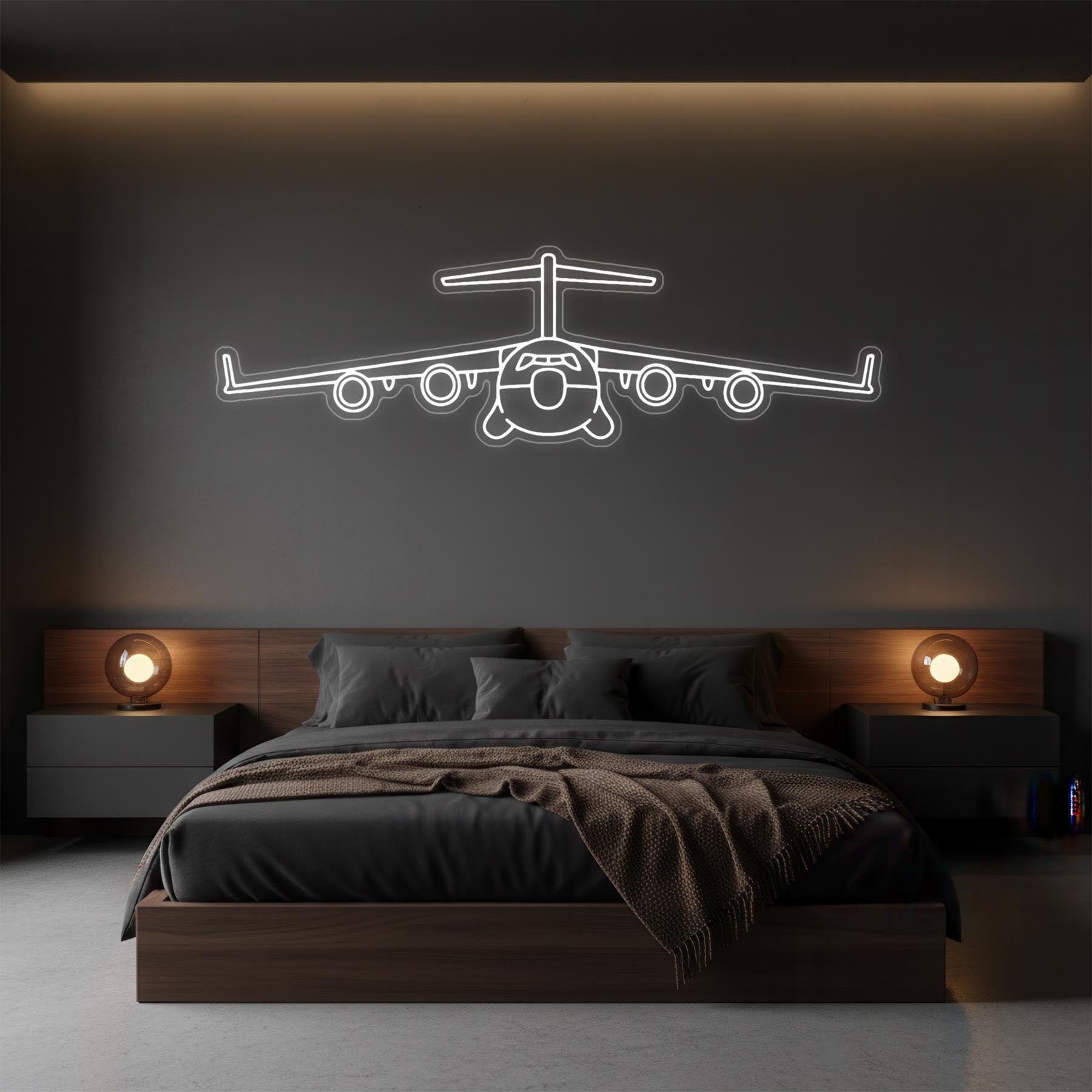 C-17 Globemaster III Front Neon Silhouette