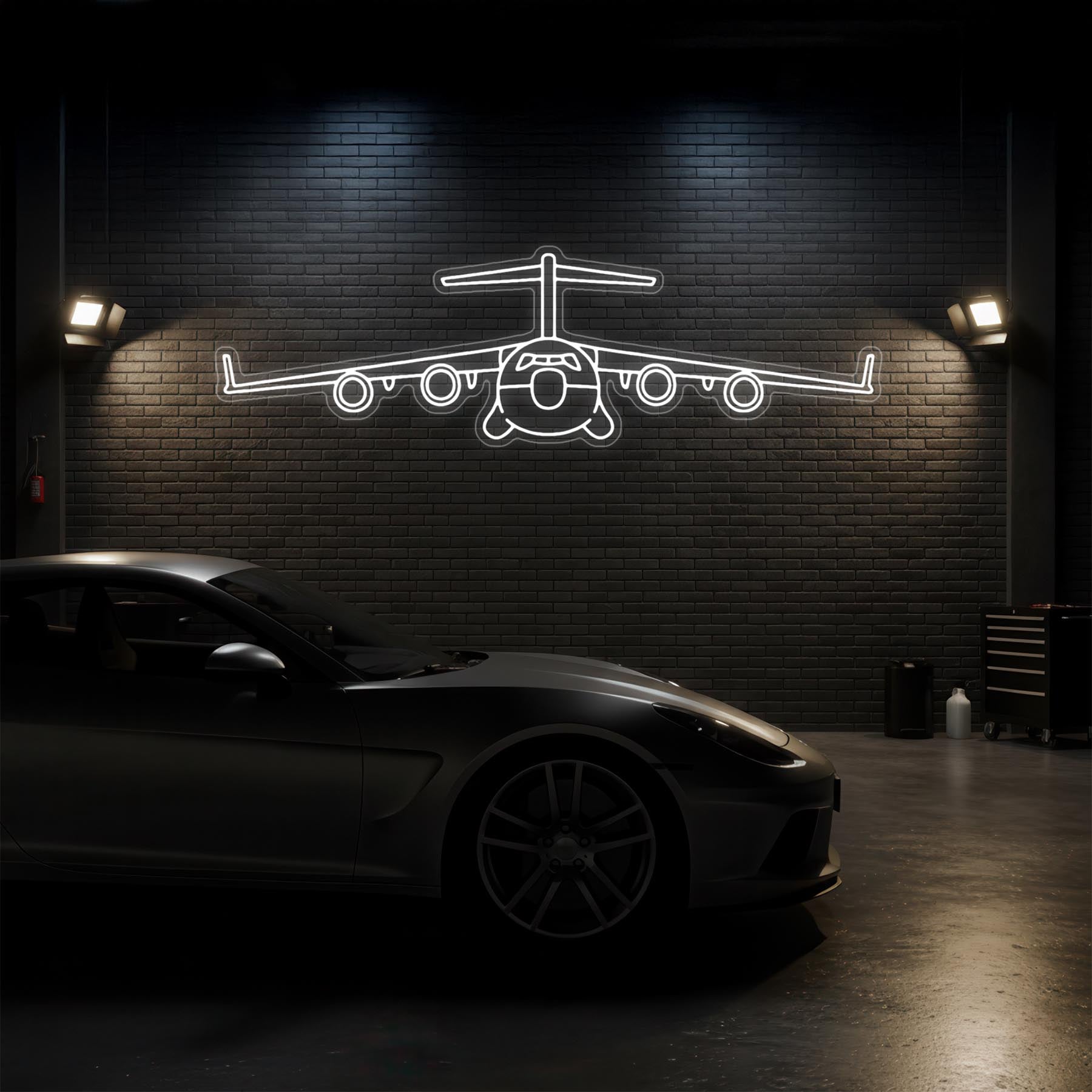 C-17 Globemaster III Front Neon Silhouette