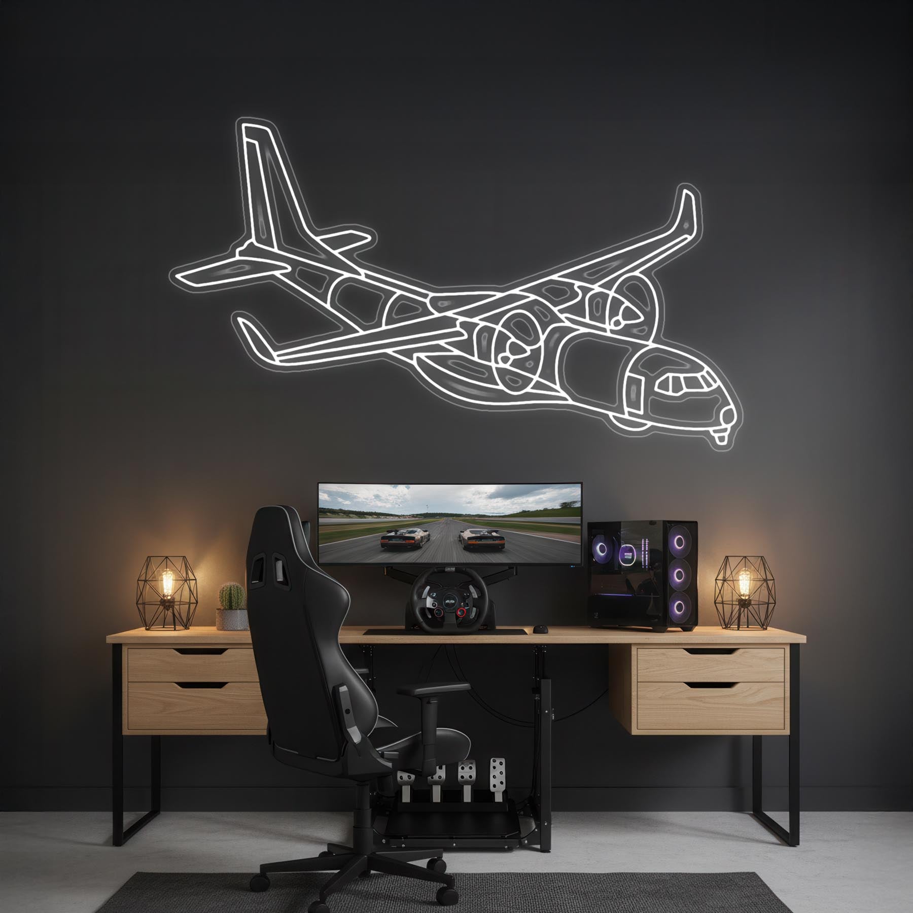 C-295W Angle Neon Silhouette
