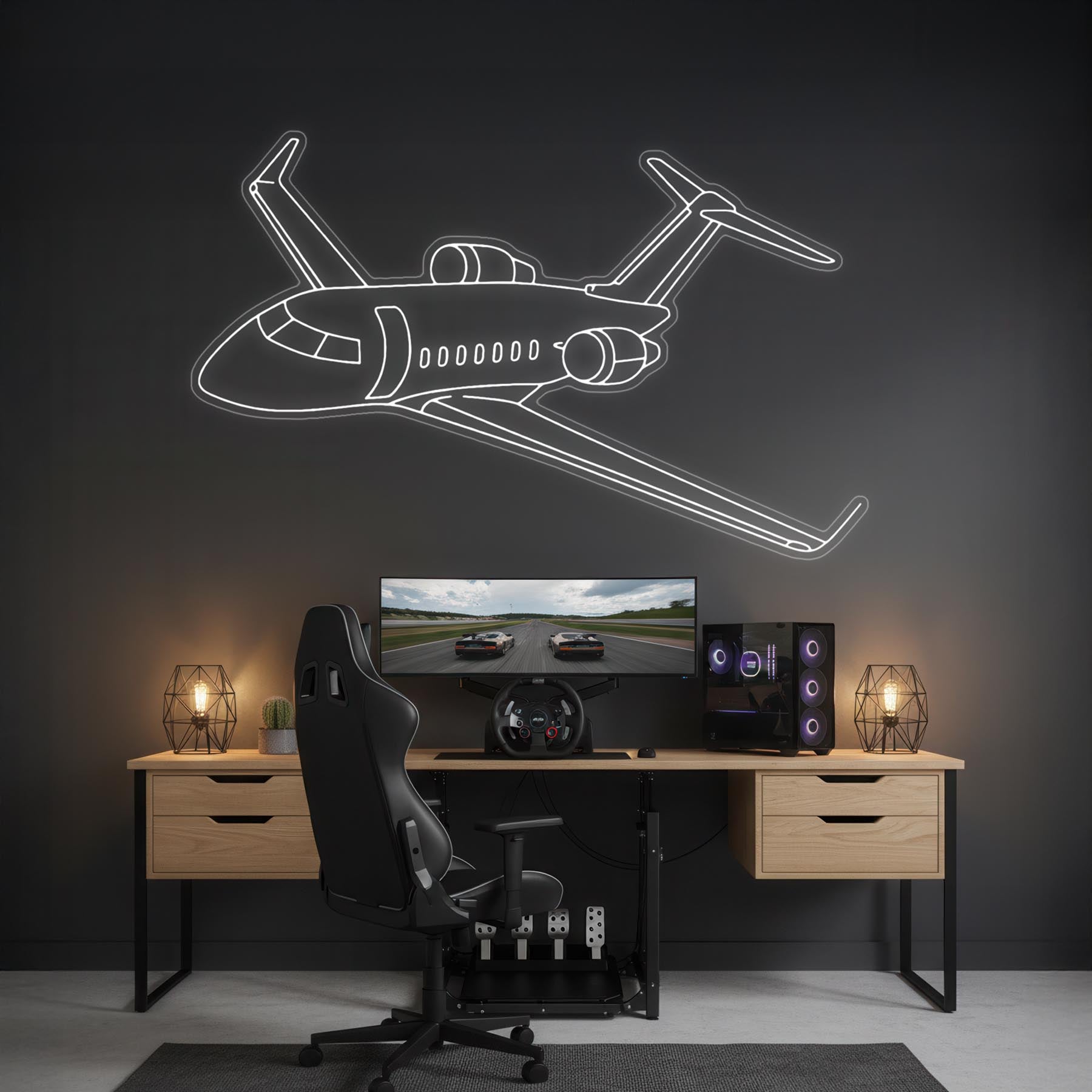 Challenger 350 2021 Angle Neon Silhouette