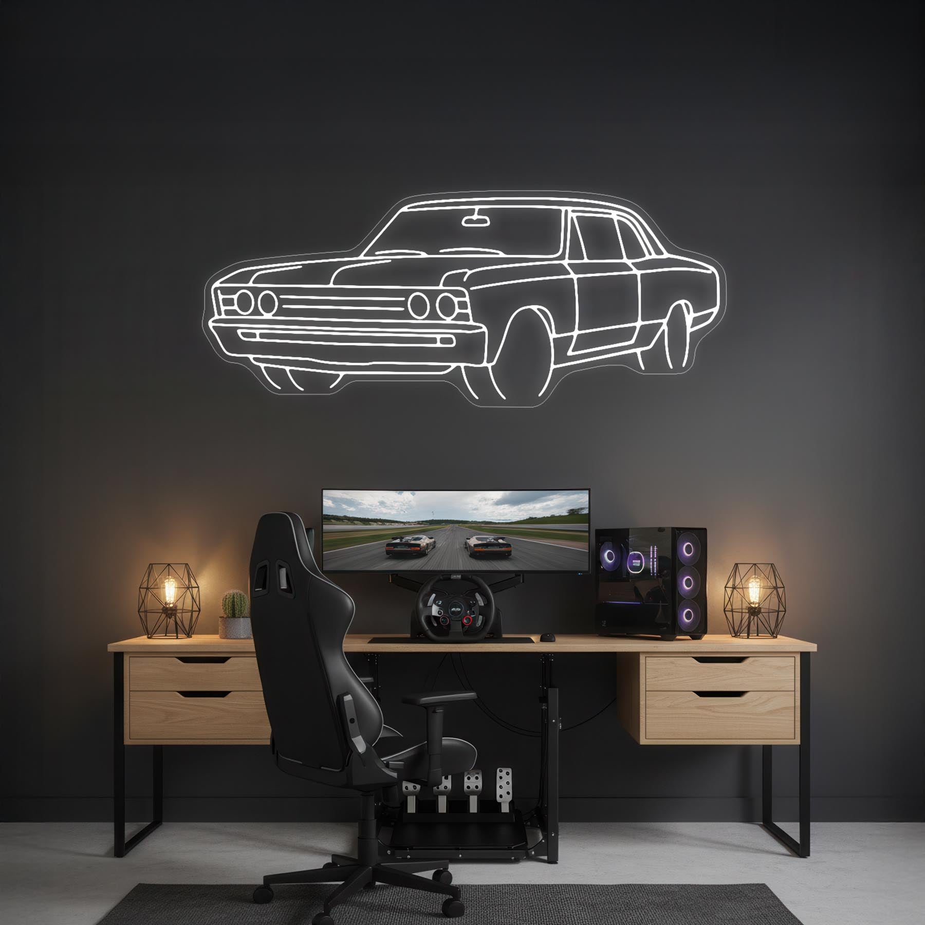 Chevelle 1967 Angle Neon Silhouette