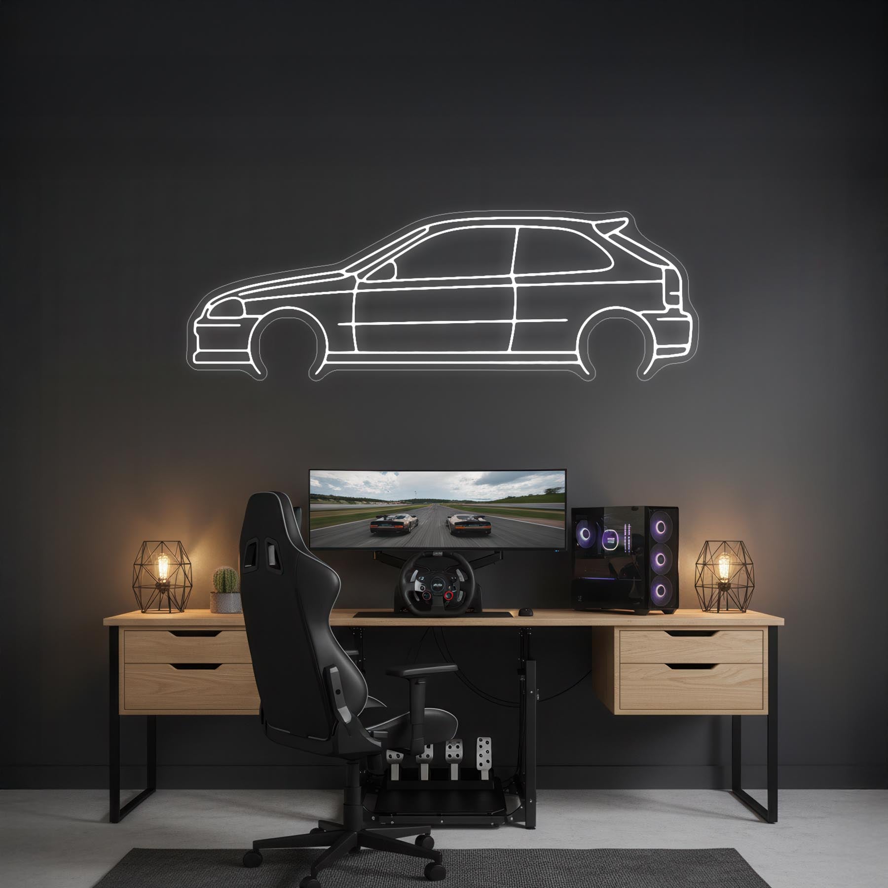 Civic 1998 Hatch Neon Silhouette