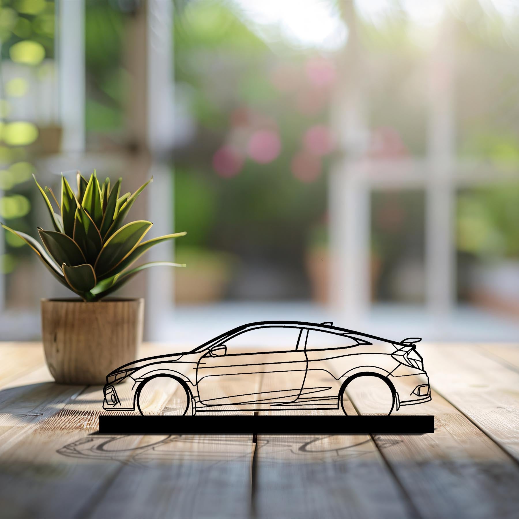 Civic Si Coupe Silhouette Metal Art Stand