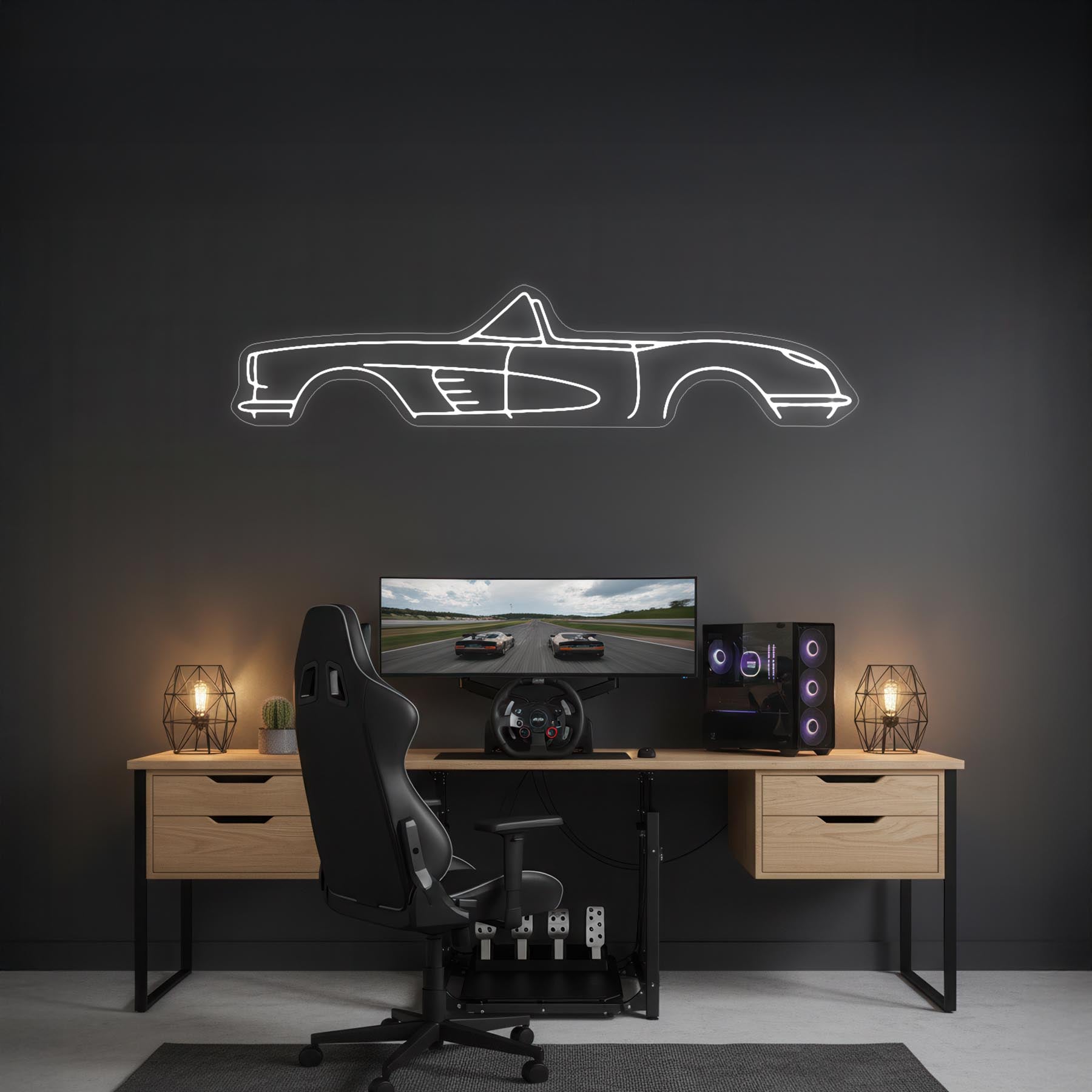 Corvette C1 1958 Neon Silhouette