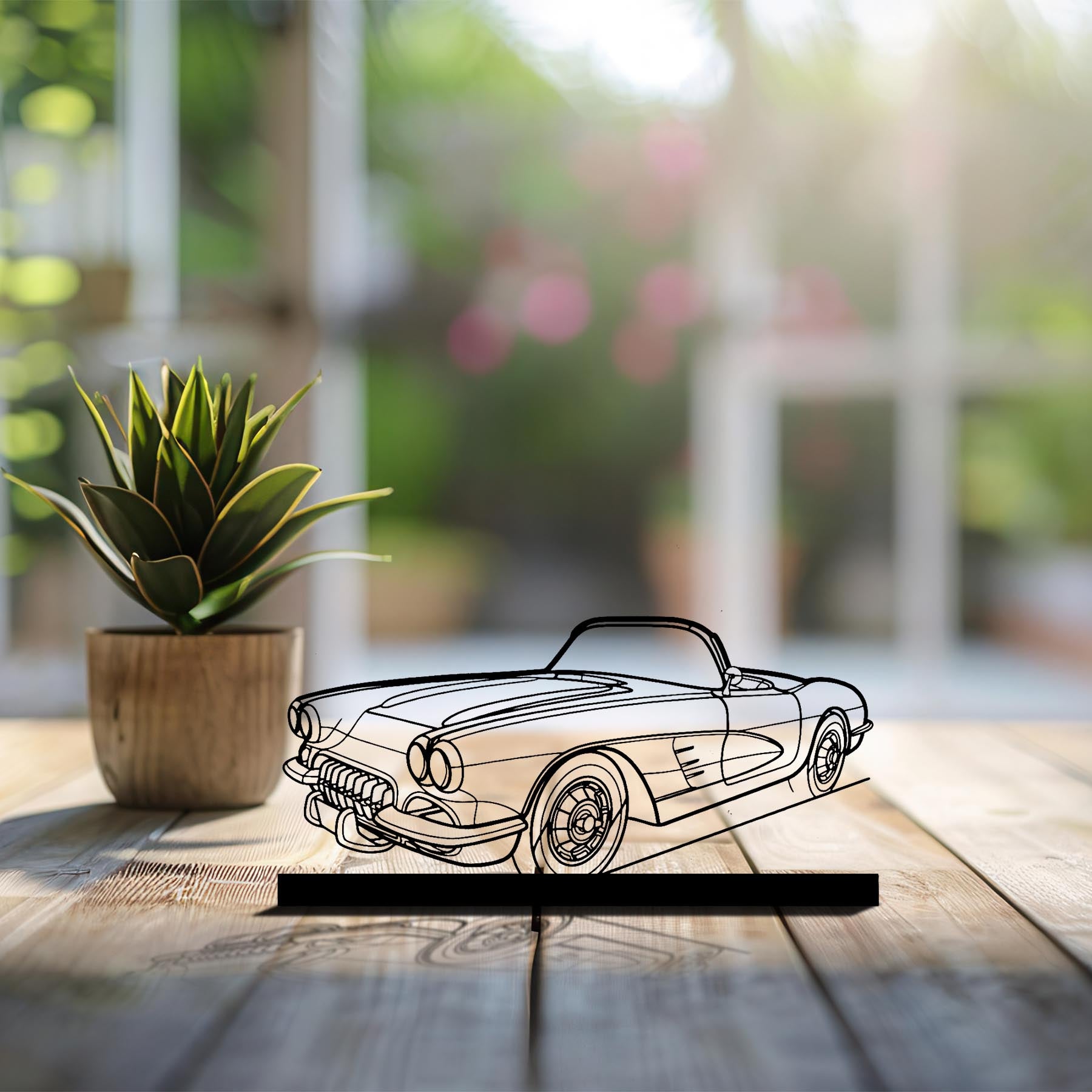 Corvette C1 1960 Angle Silhouette Metal Art Stand