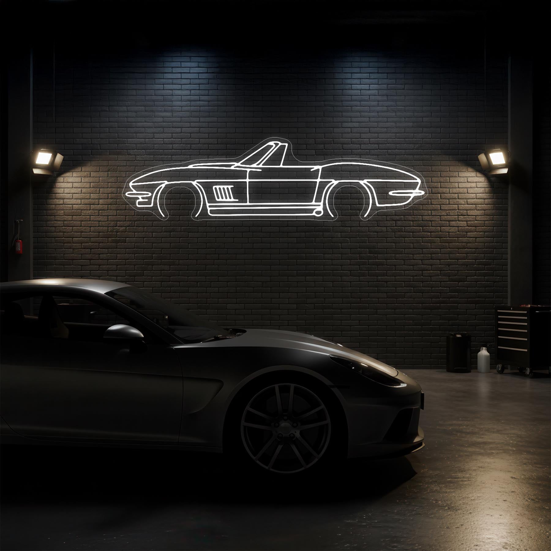 Corvette C2 Cabrio Neon Silhouette