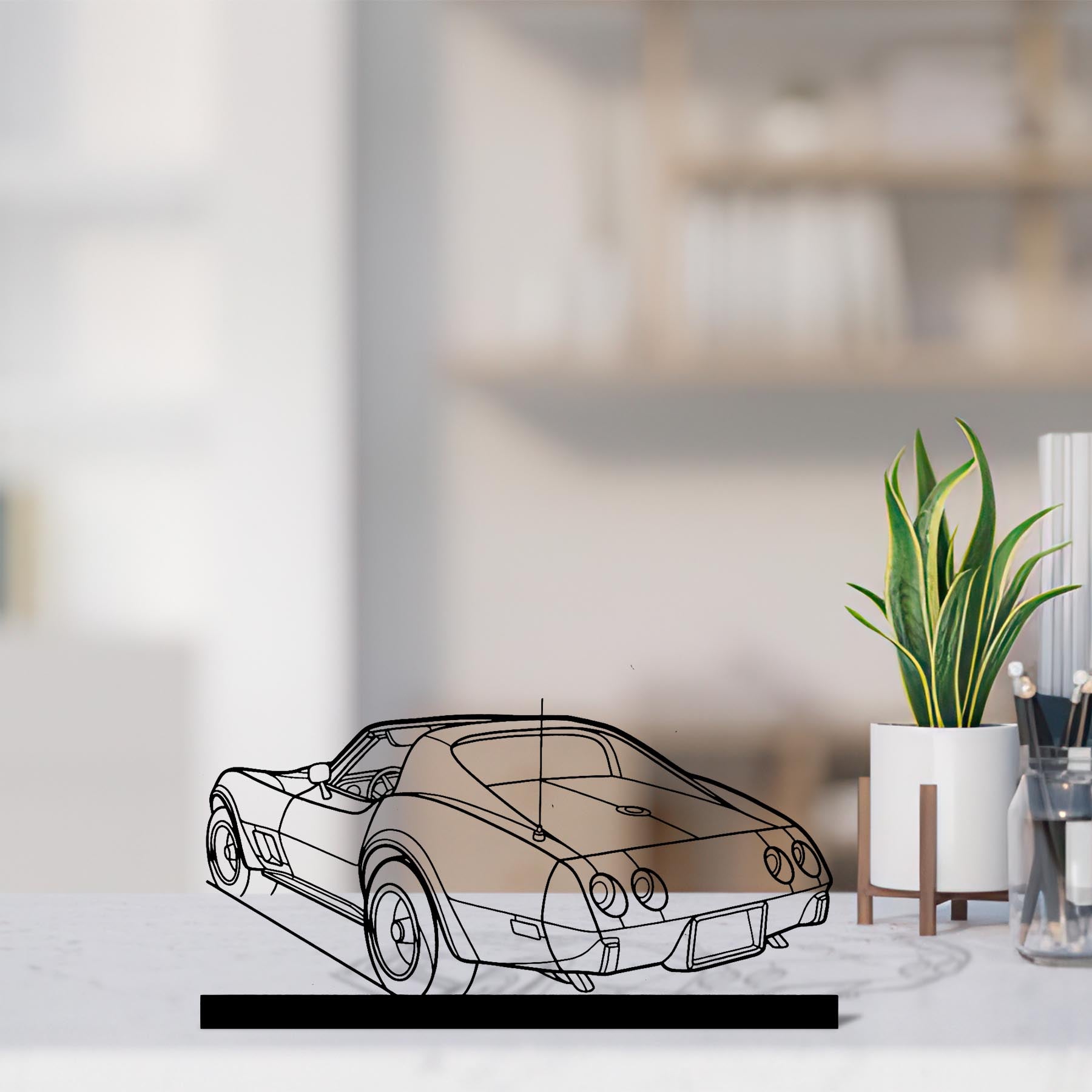 Corvette C3 1976 Angle Silhouette Metal Art Stand