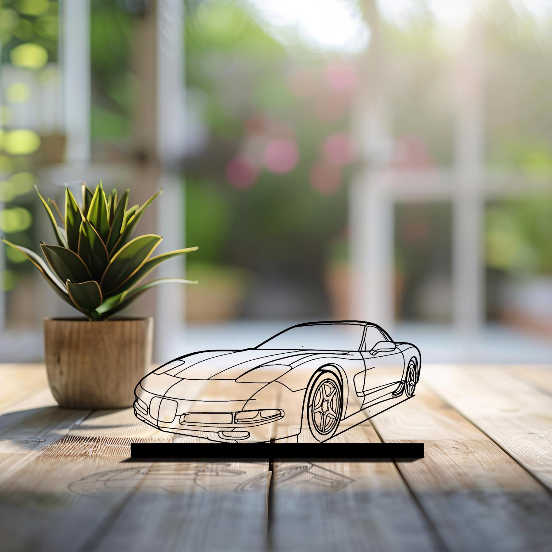 Corvette C5 2002 Angle Silhouette Metal Art Stand