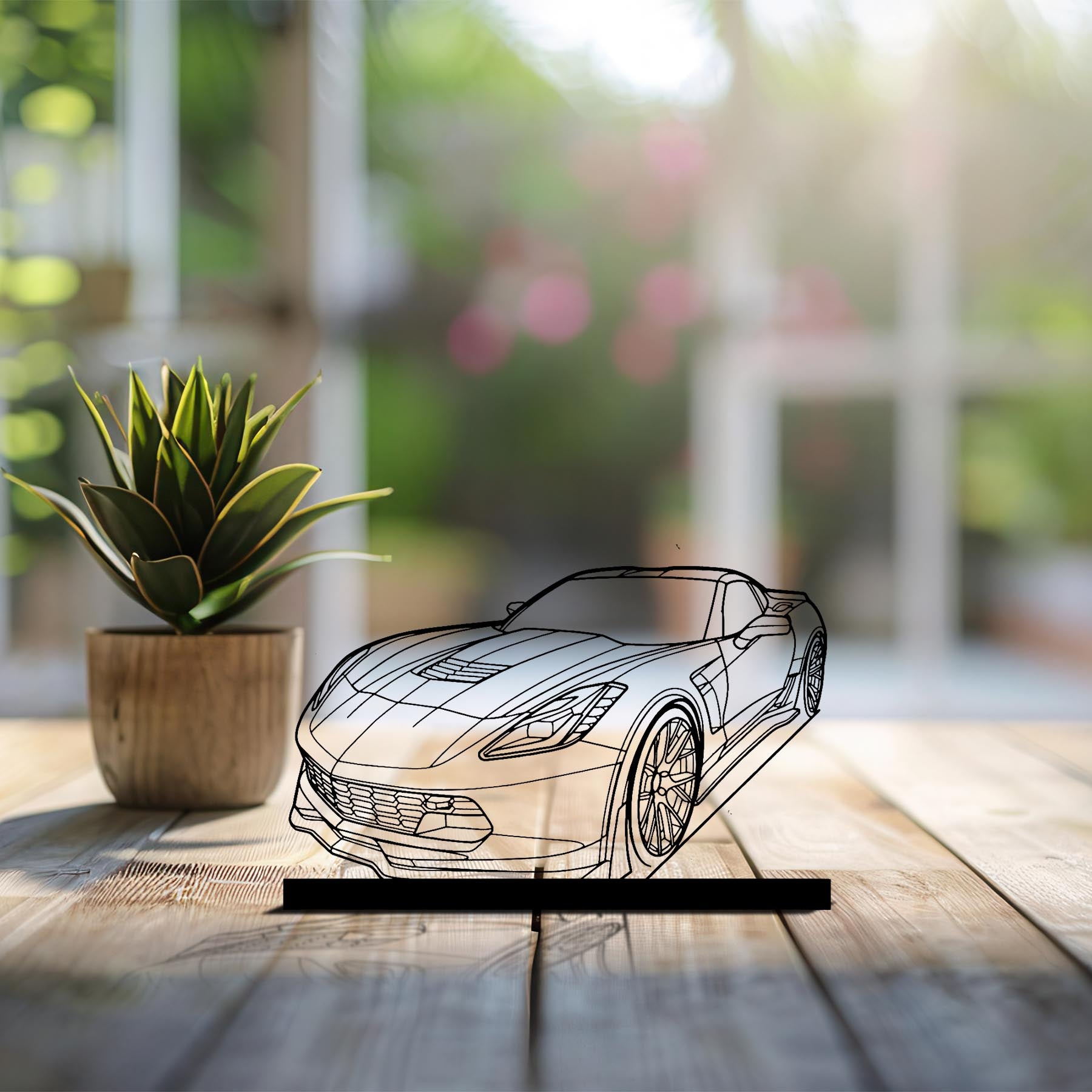 Corvette C7 Z06 Angle Silhouette Metal Art Stand