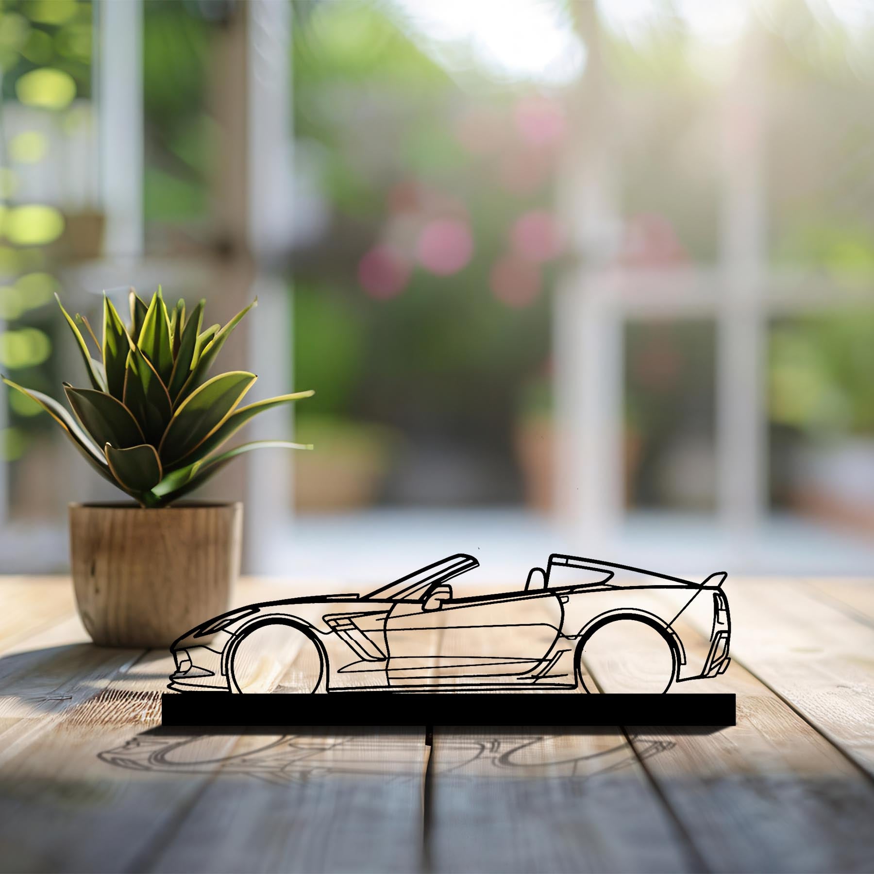 Corvette C7 Z06 Top off Silhouette Metal Art Stand