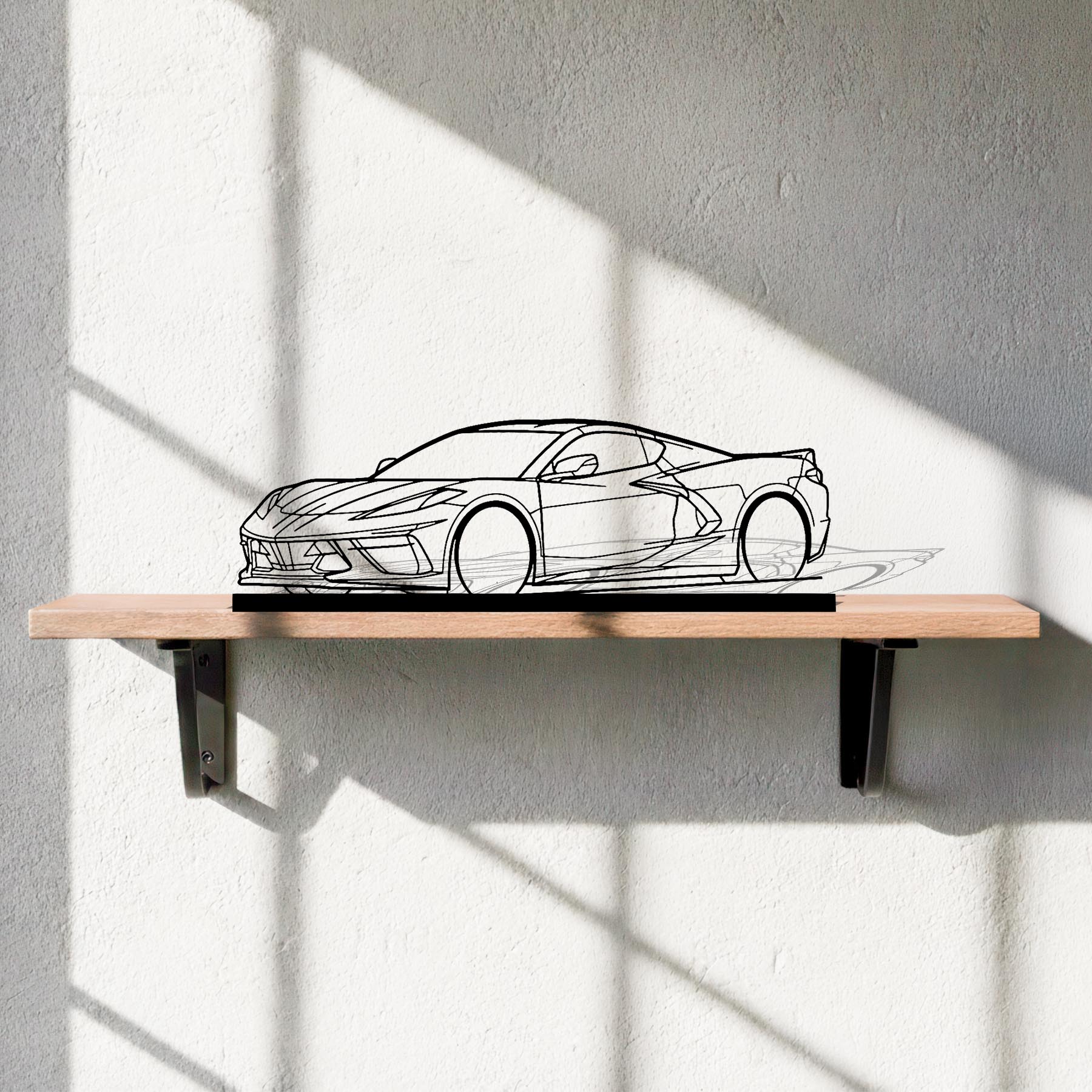Corvette C8 Front Angle Silhouette Metal Art Stand