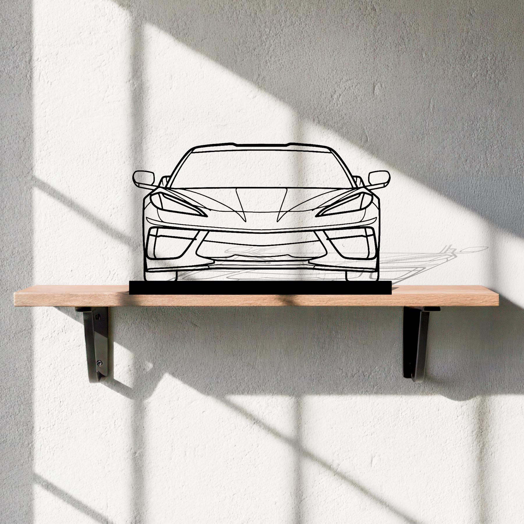 Corvette C8 Front Silhouette Metal Art Stand