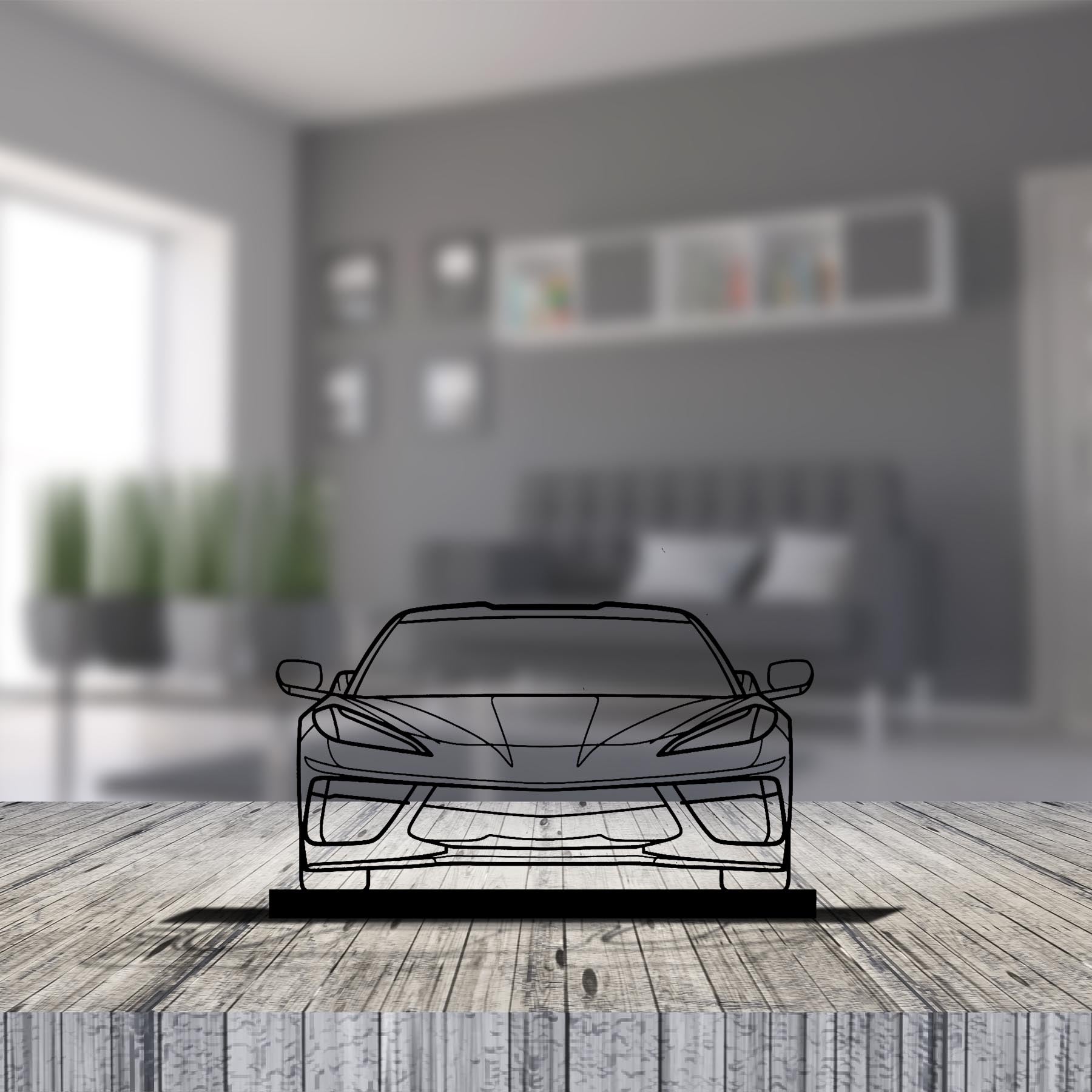 Corvette C8 Front Silhouette Metal Art Stand