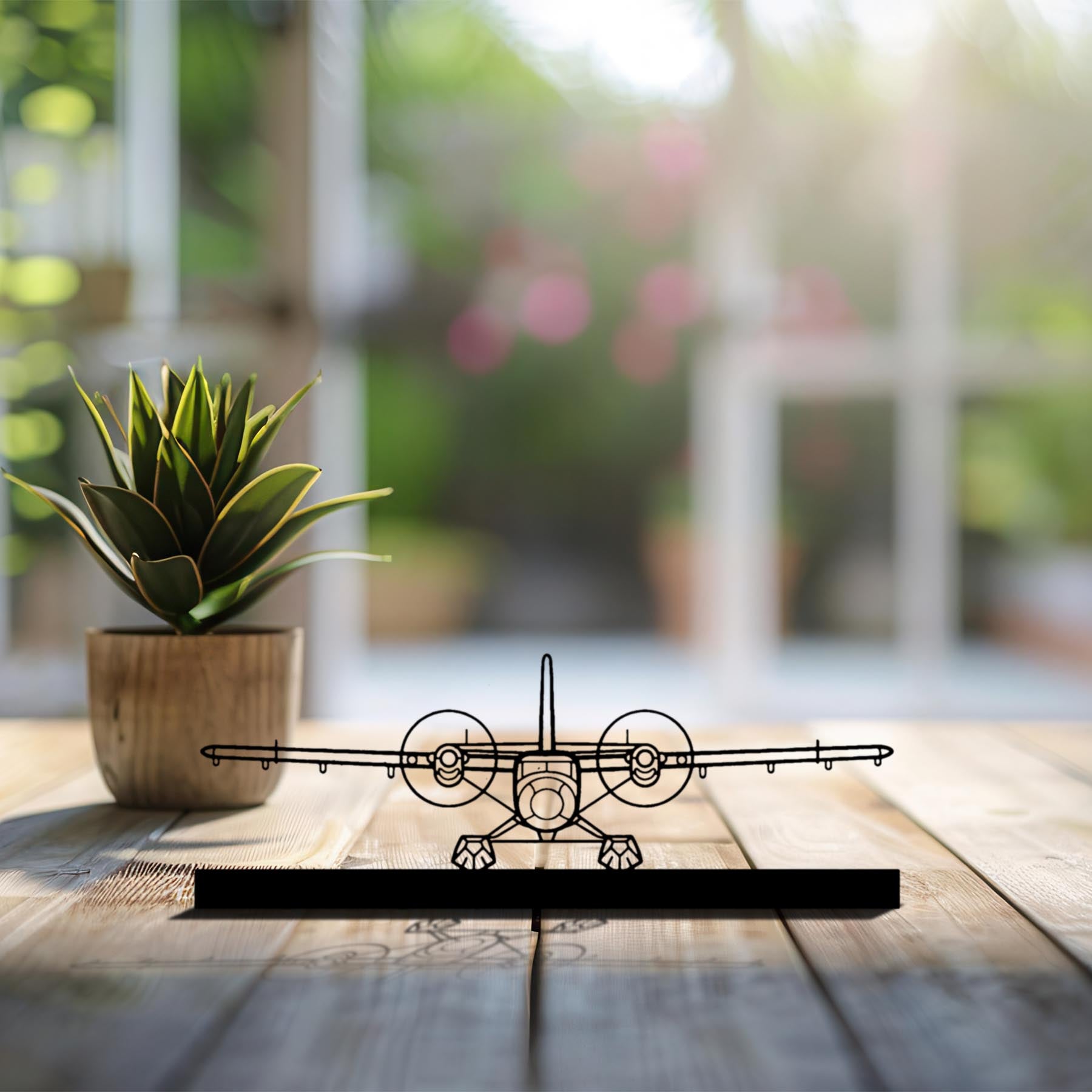 DHC-6 Twin Otter Silhouette Metal Art Stand