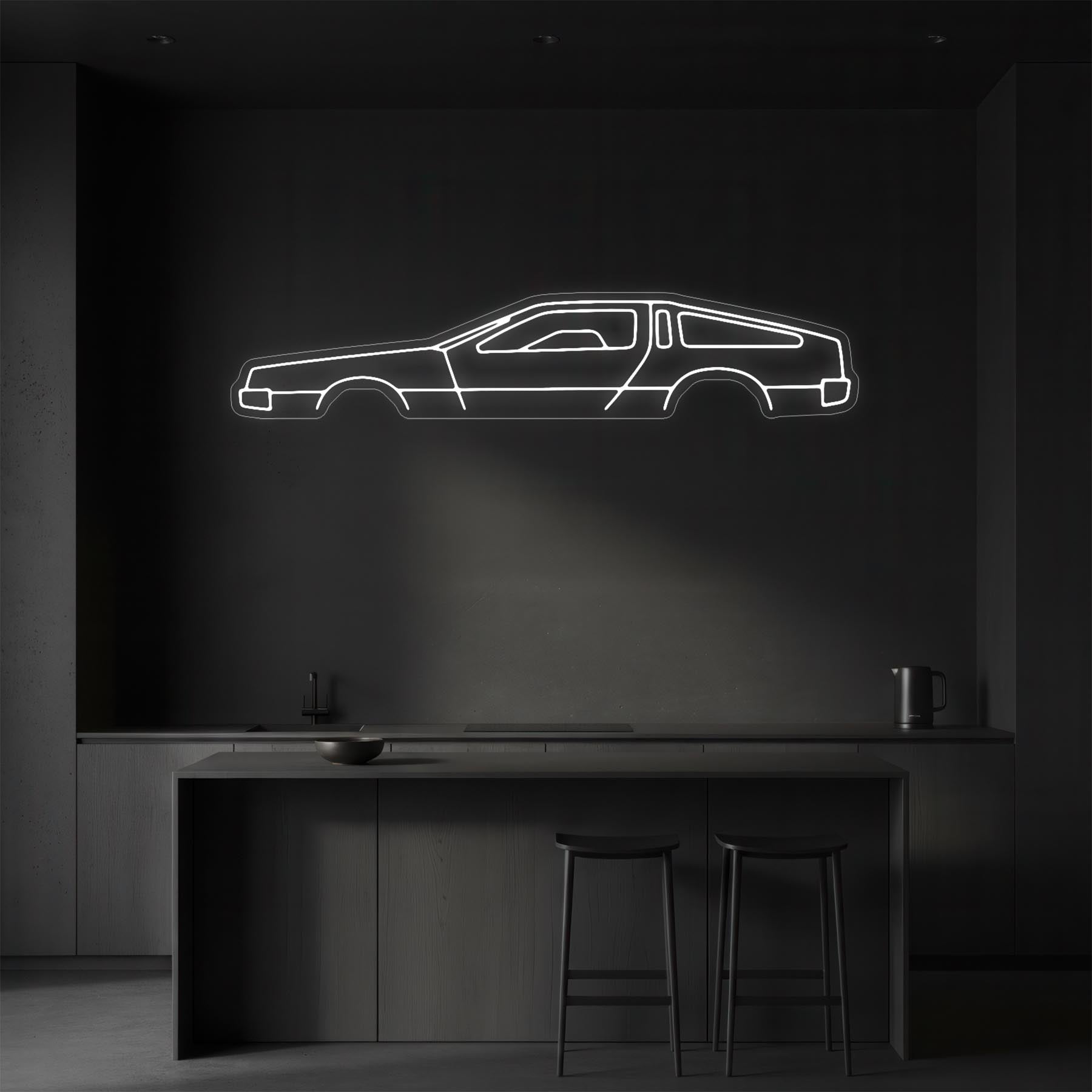 Delorean Neon Silhouette