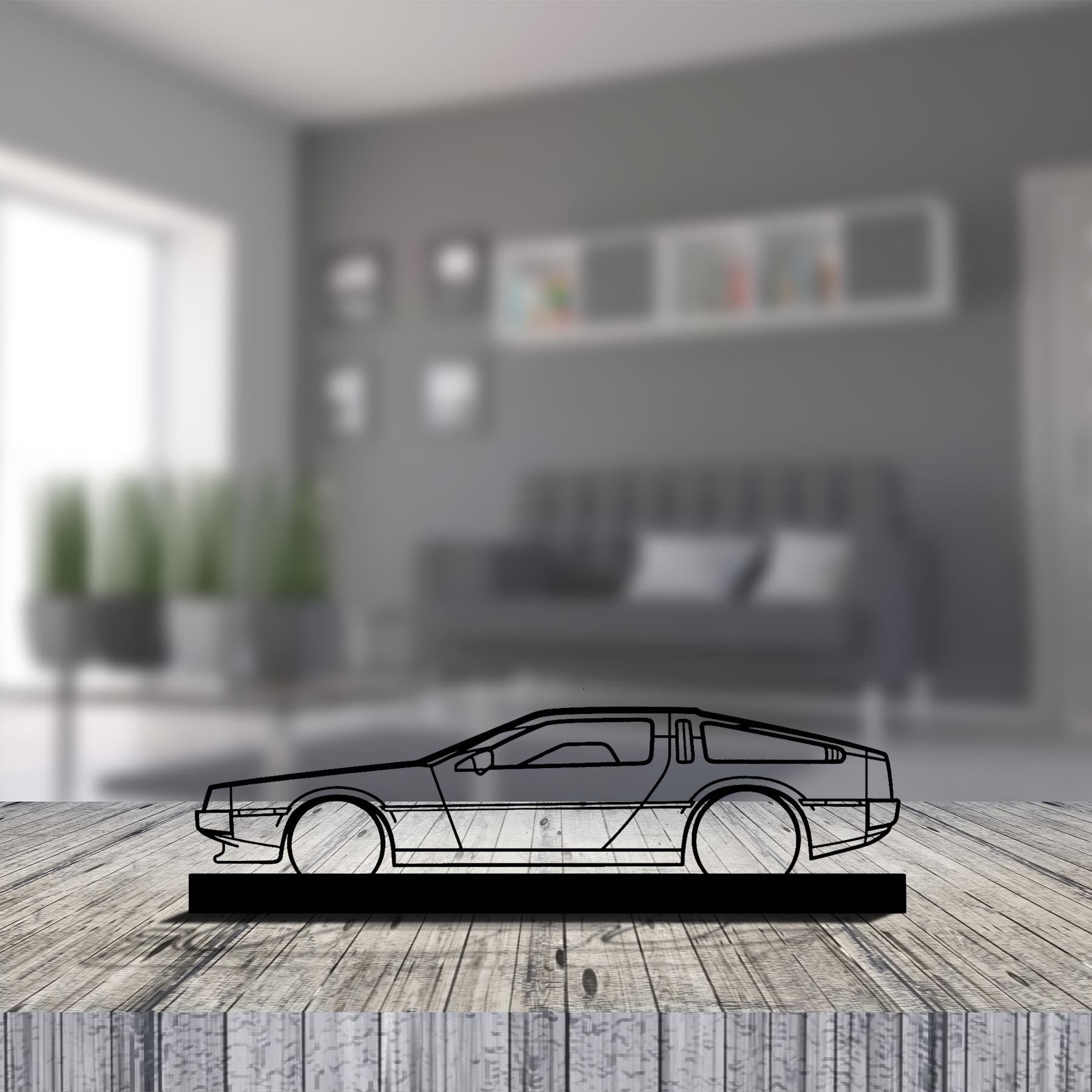 Delorean Silhouette Metal Art Stand
