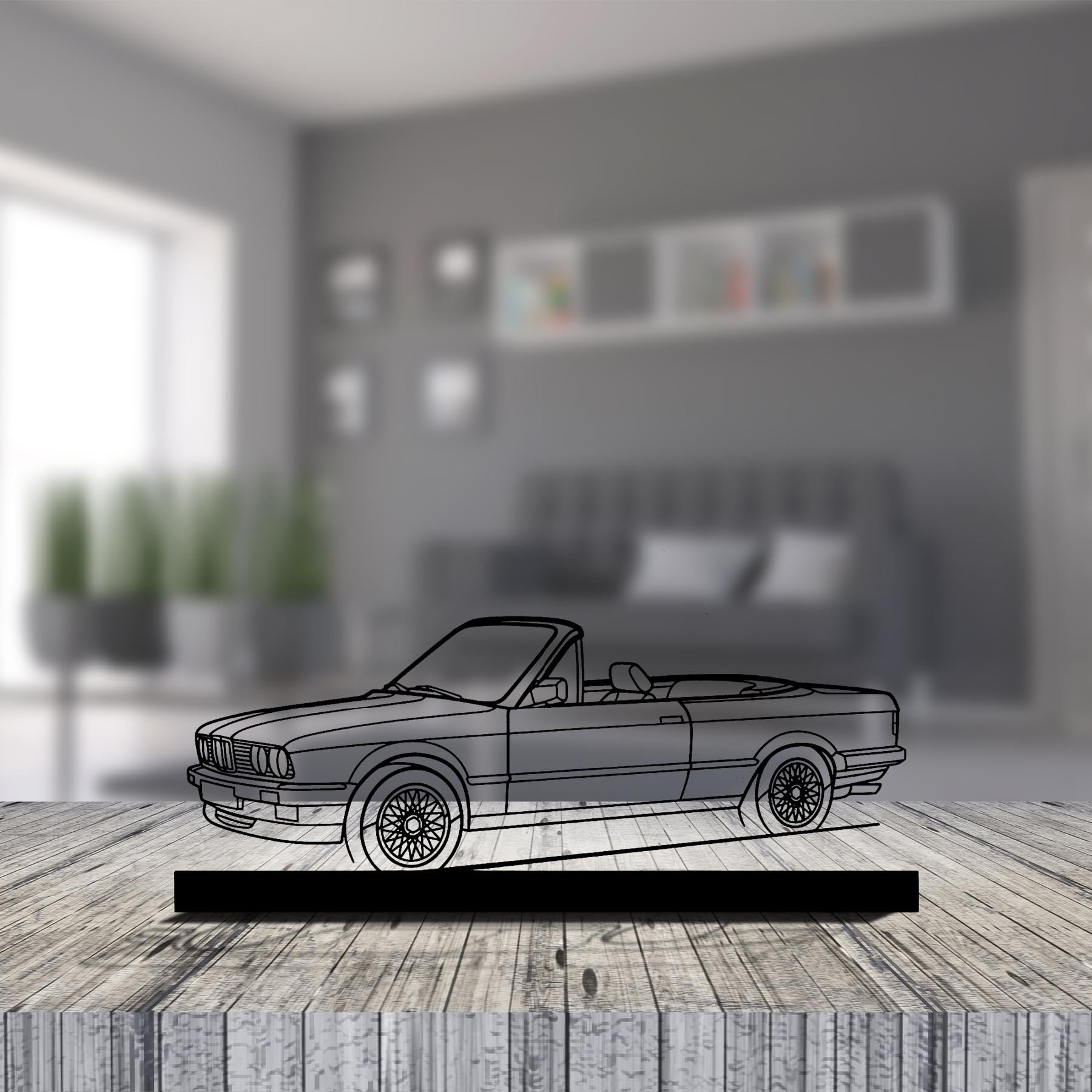 E30 Convertible Angle Silhouette Metal Art Stand