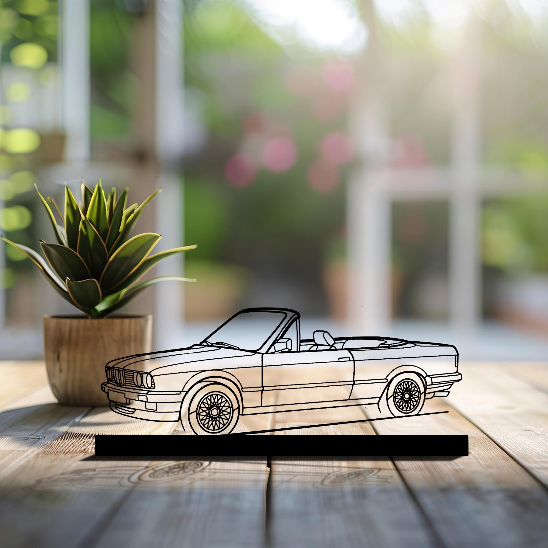 E30 Convertible Angle Silhouette Metal Art Stand