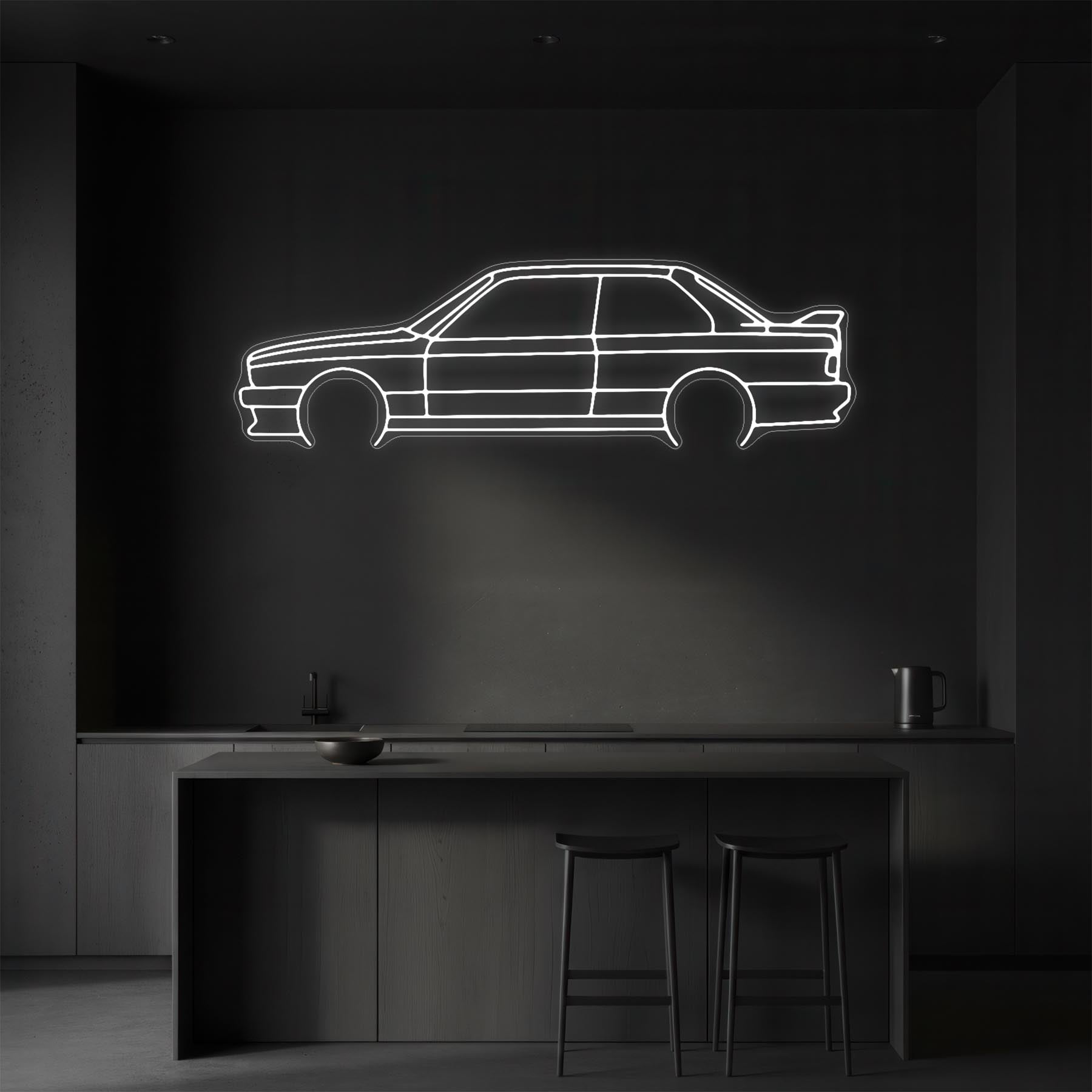 E30 M3 Detailed Neon Silhouette