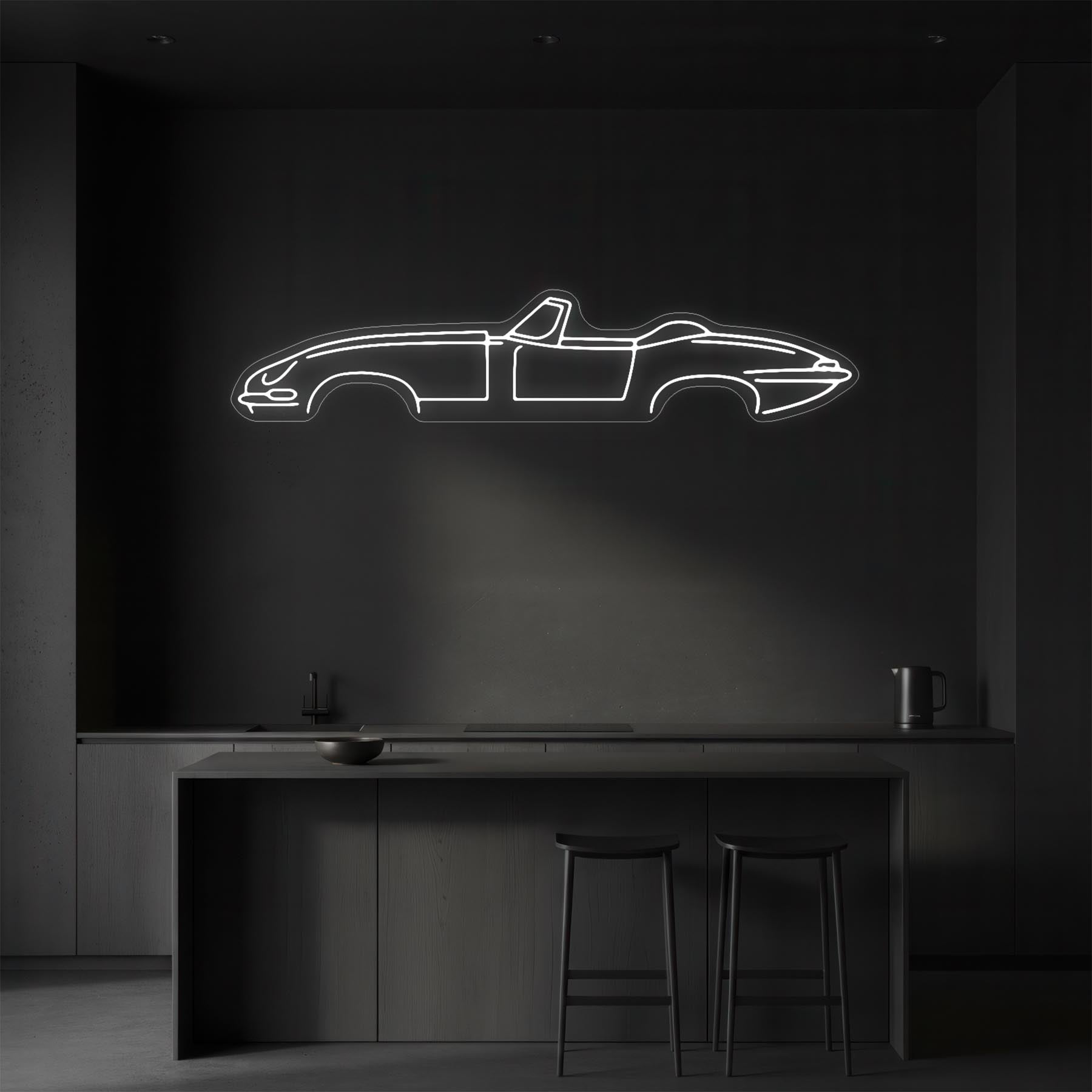 E type Cabrio Neon Silhouette