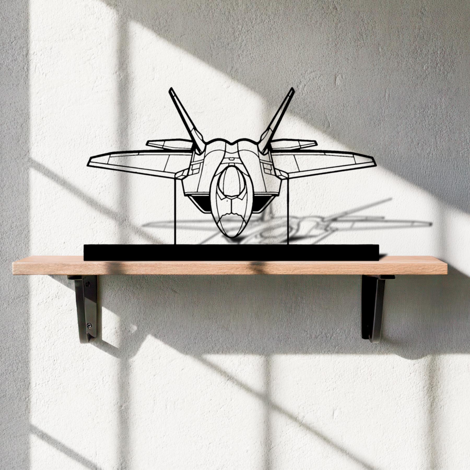 F-22 Raptor Angle Silhouette Metal Art Stand