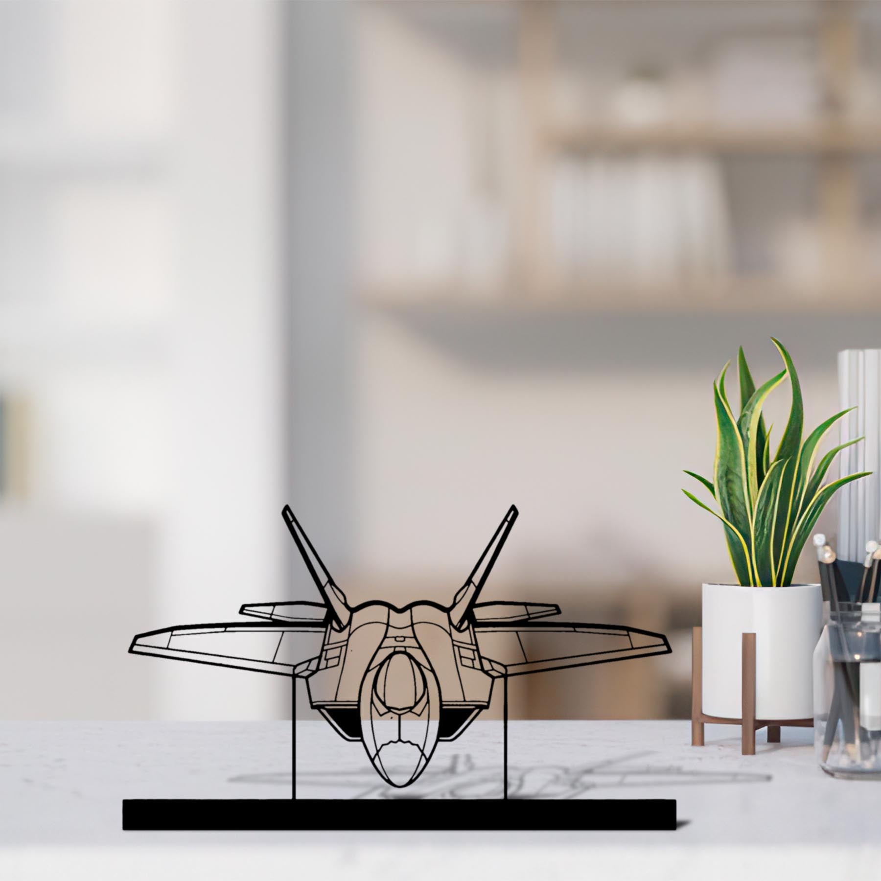F-22 Raptor Angle Silhouette Metal Art Stand
