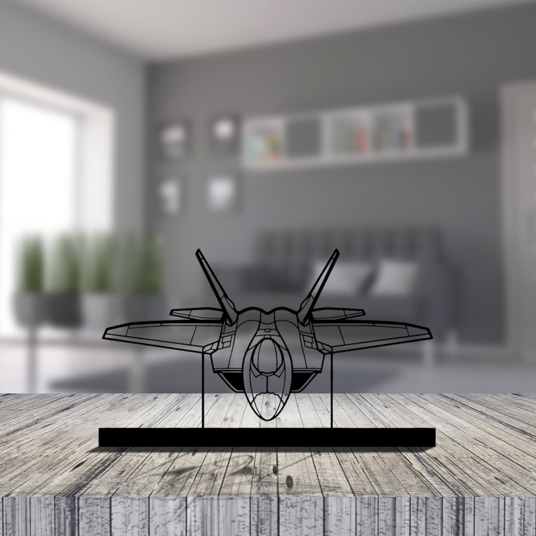 F-22 Raptor Angle Silhouette Metal Art Stand