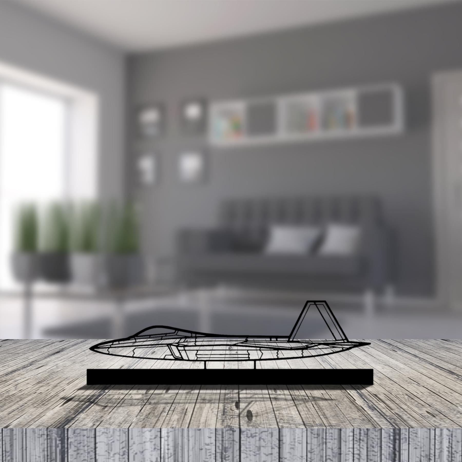 F-22 Raptor Silhouette Metal Art Stand