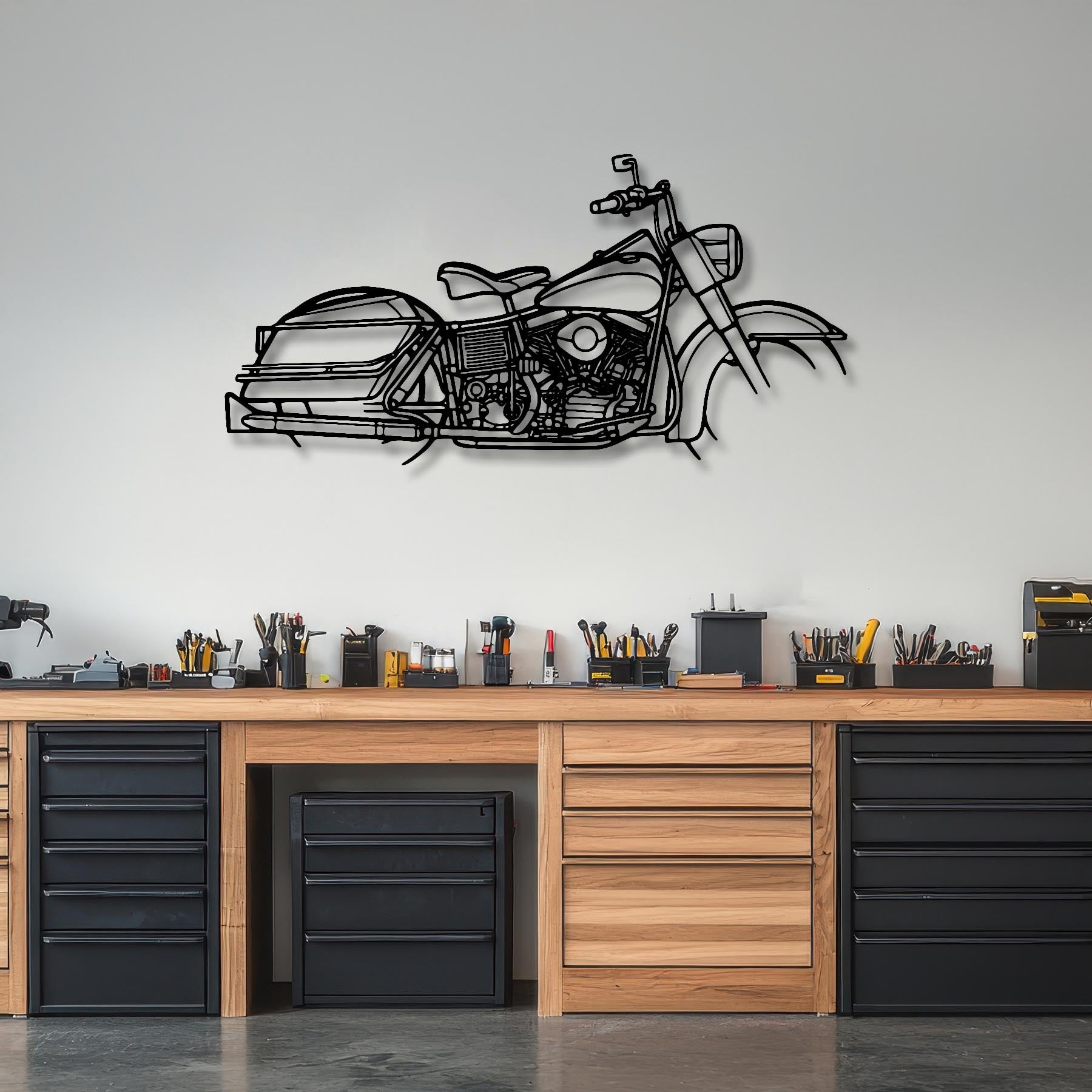 FLH Panhead 1965 Silhouette Metal Wall Art