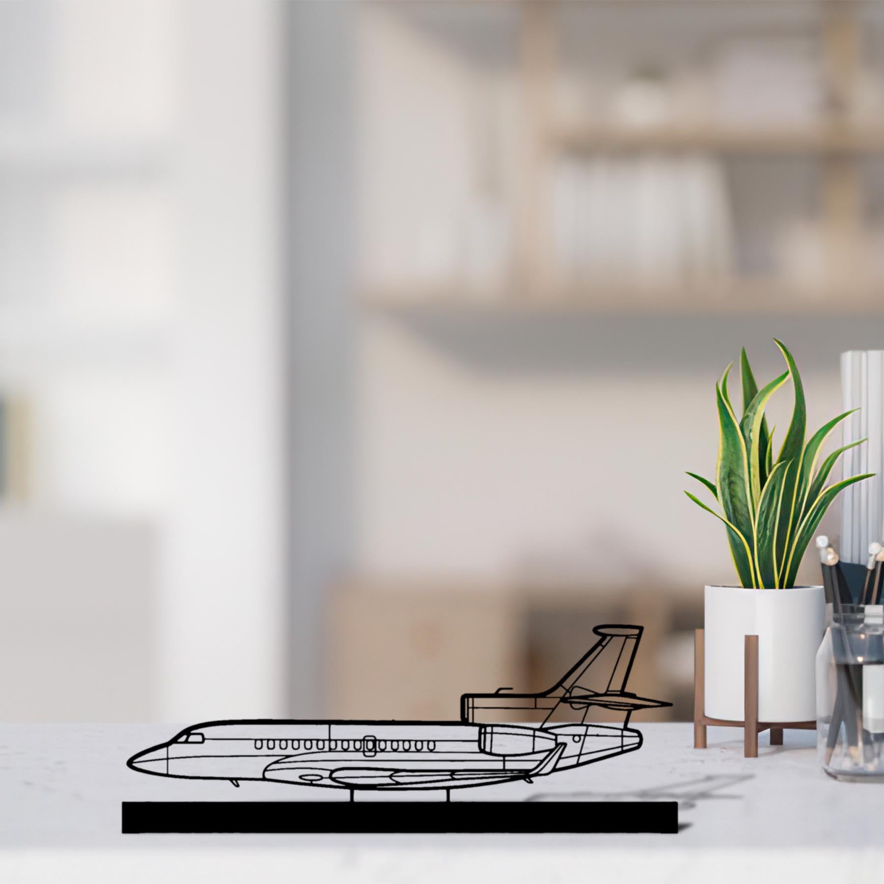 Falcon 7X Silhouette Metal Art Stand