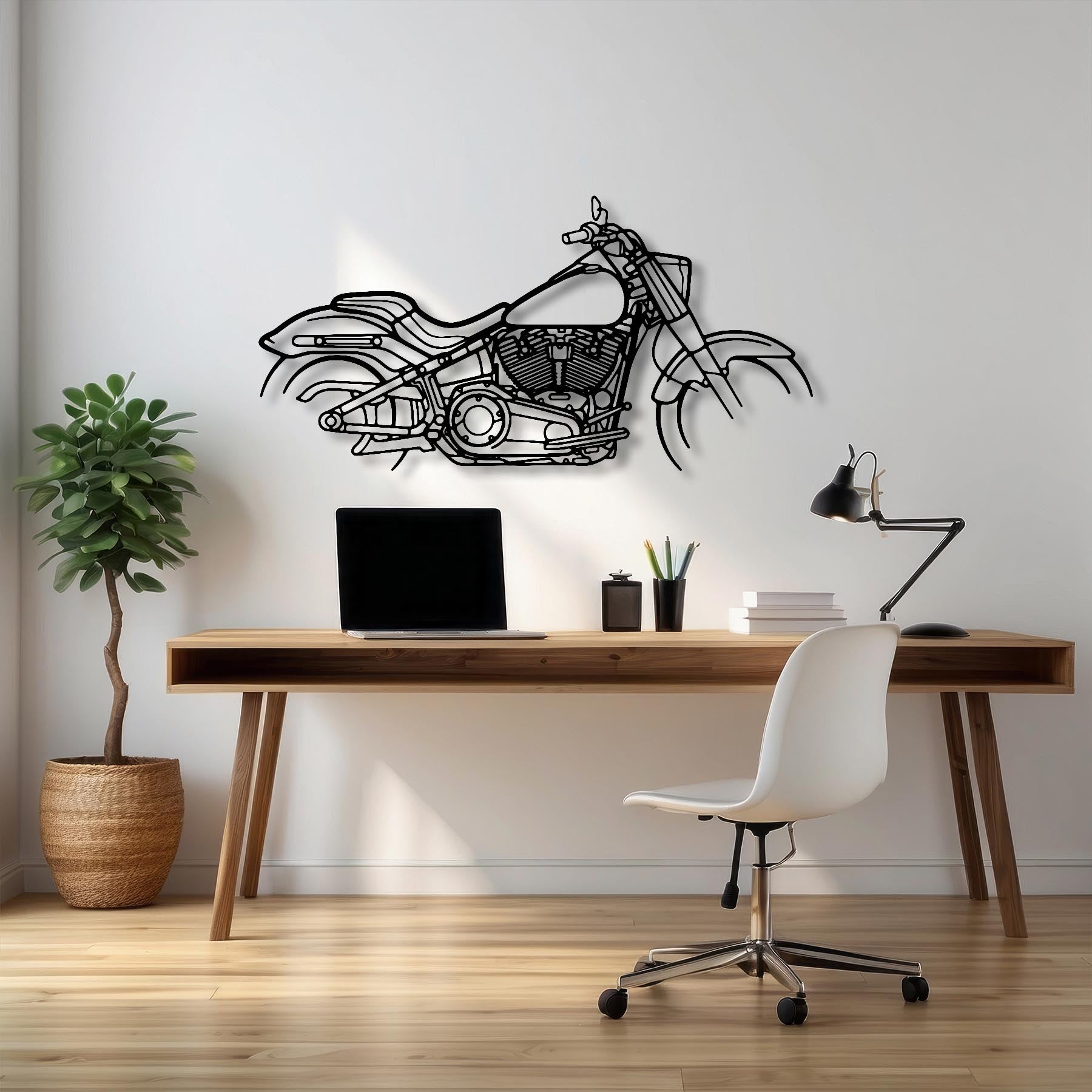 Fat Boy Silhouette Metal Wall Art