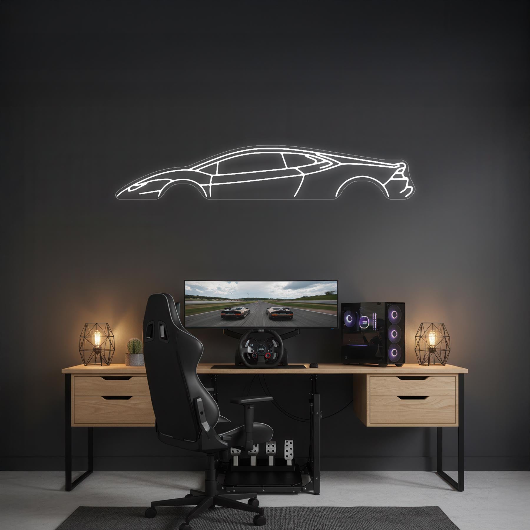 Huracan Neon Silhouette