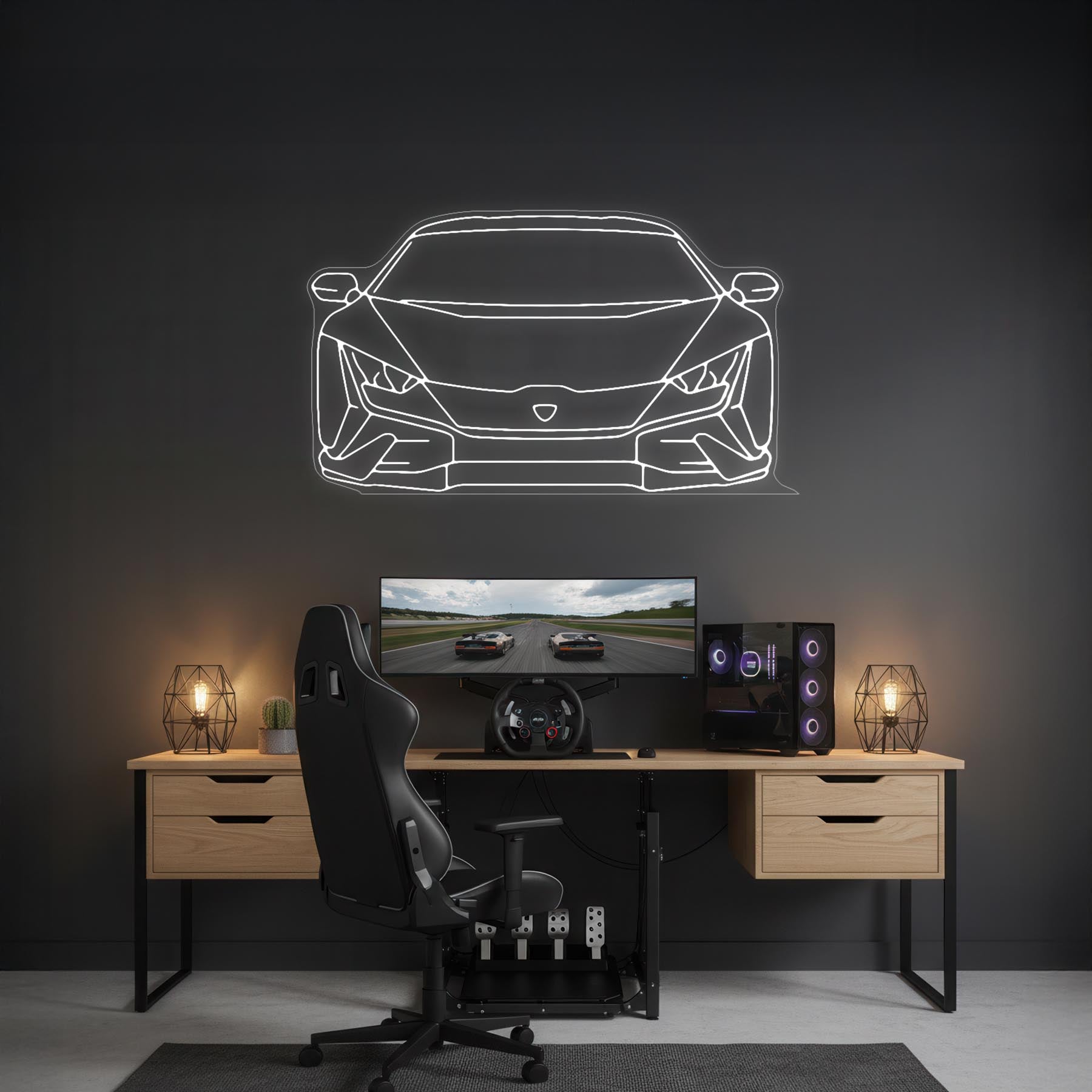 Huracan Tecnica Front Neon Silhouette