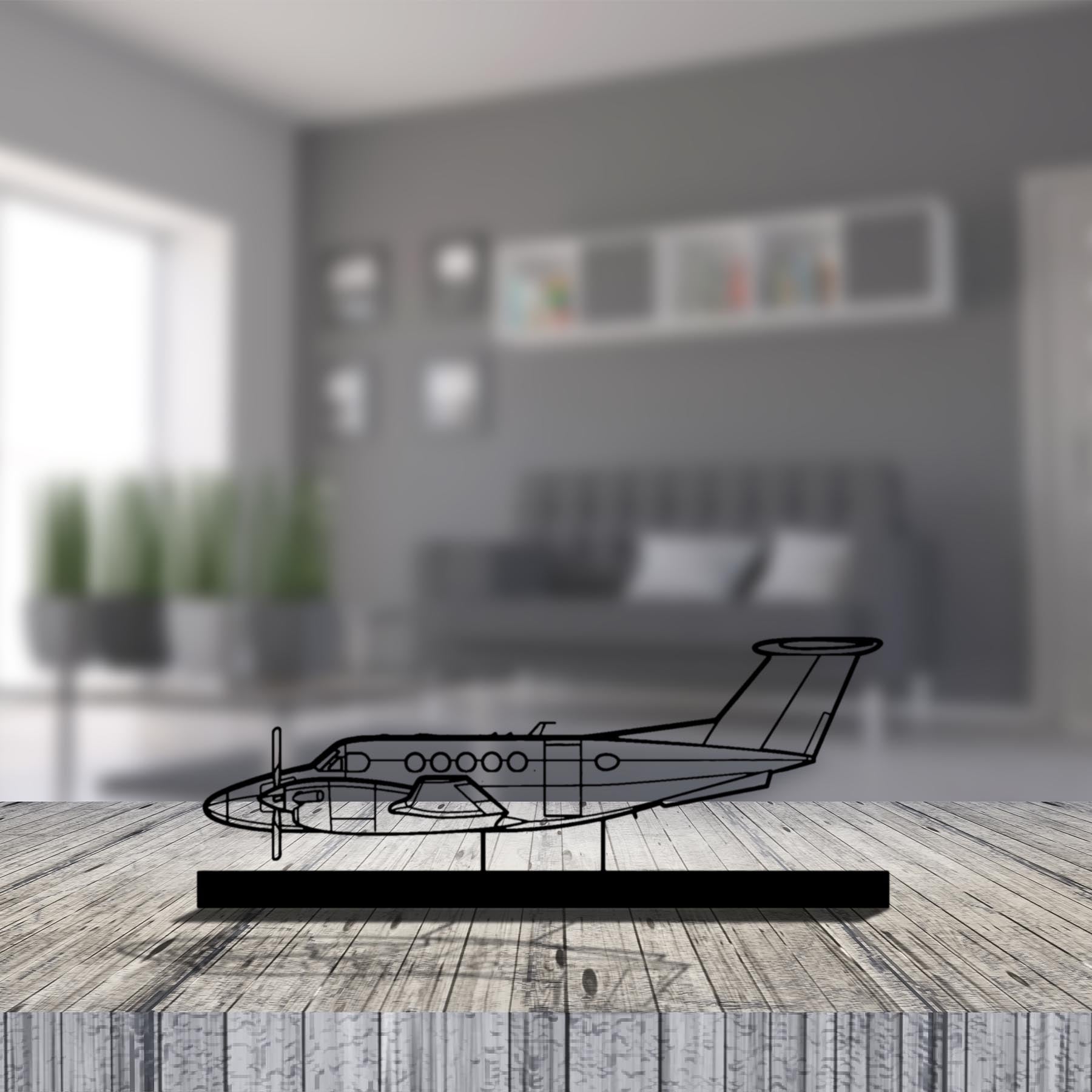 King Air B200 Silhouette Metal Art Stand