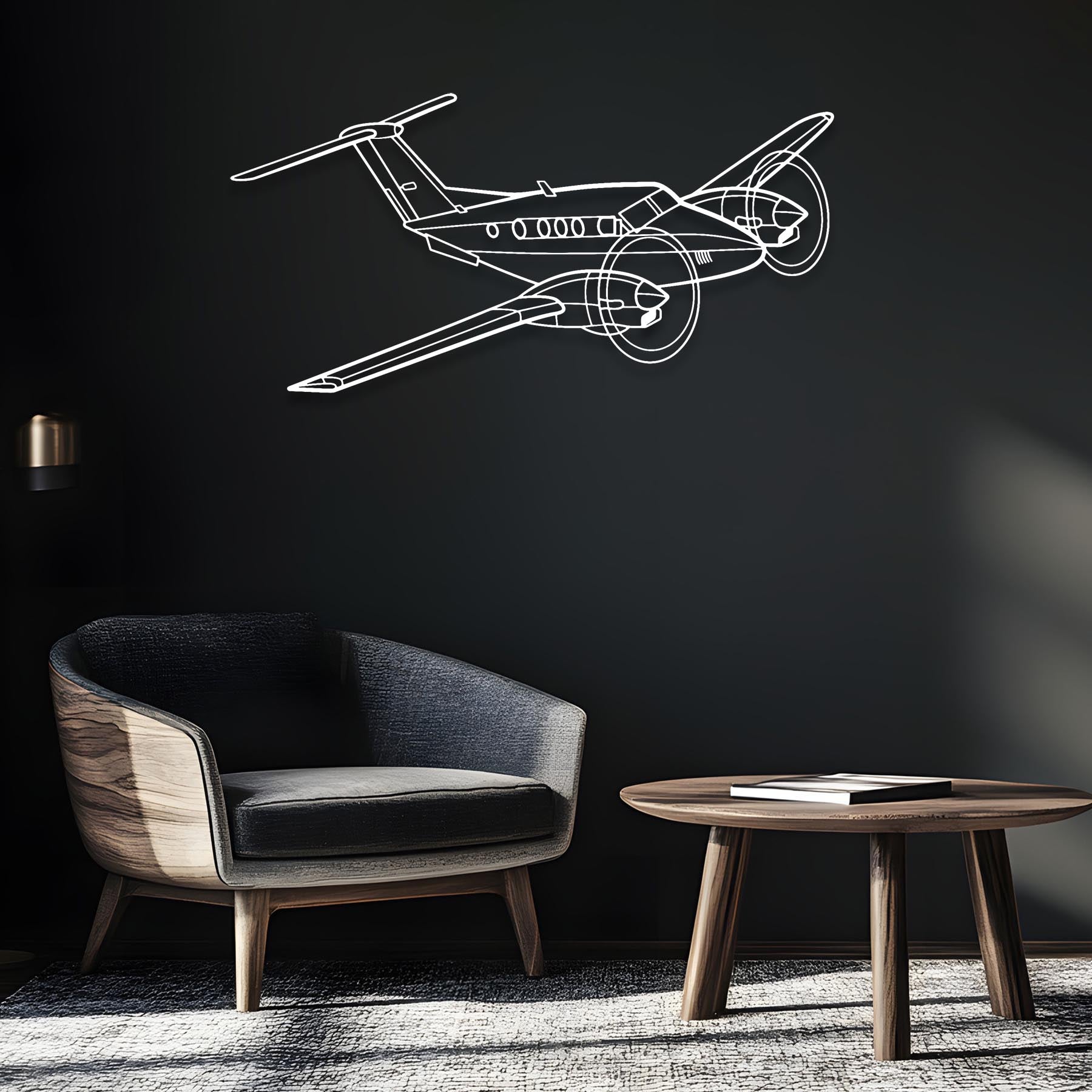King Air F90 Angle Metal Aircraft Wall Art - NCP0388