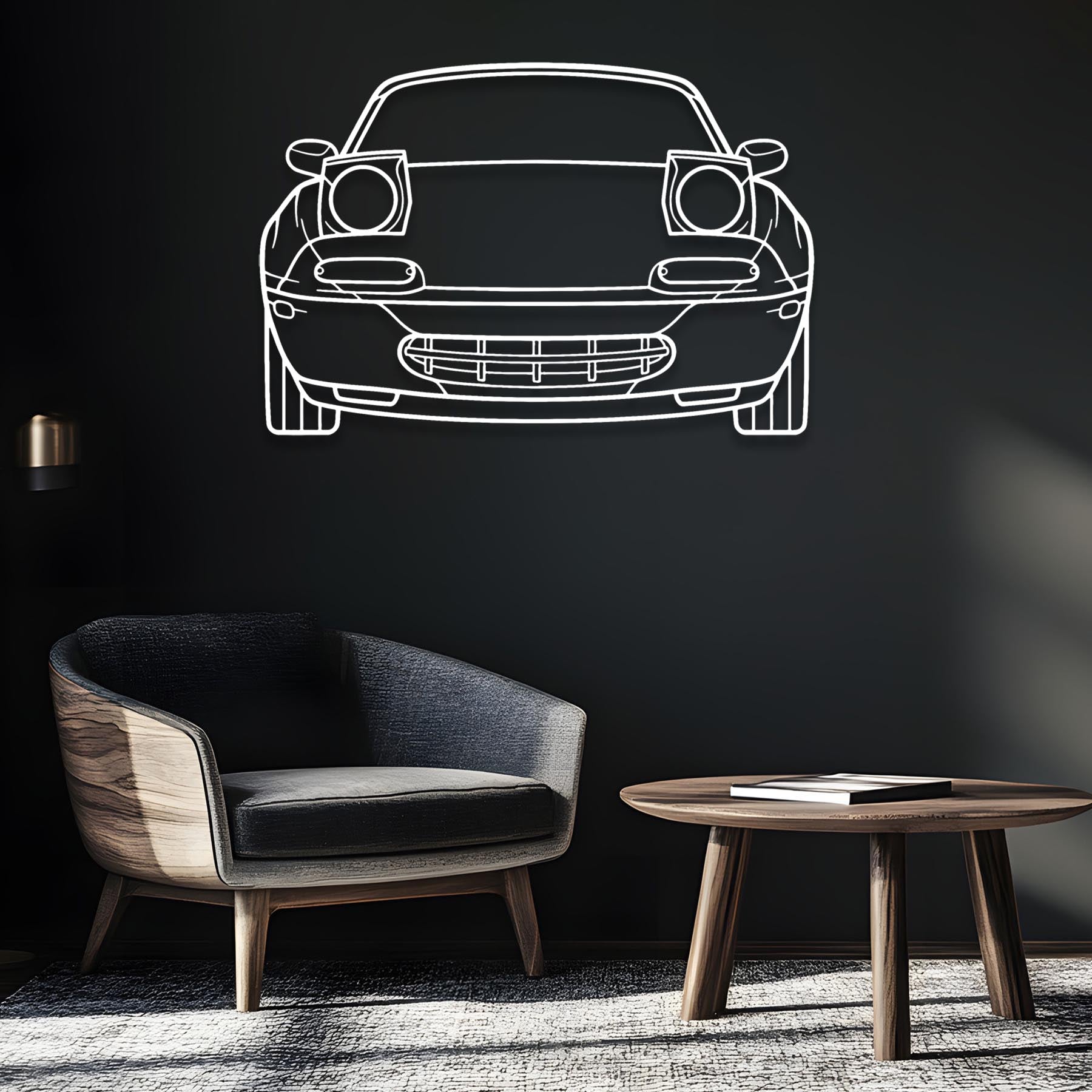 MX-5 1991 Front Silhouette Metal Wall Art
