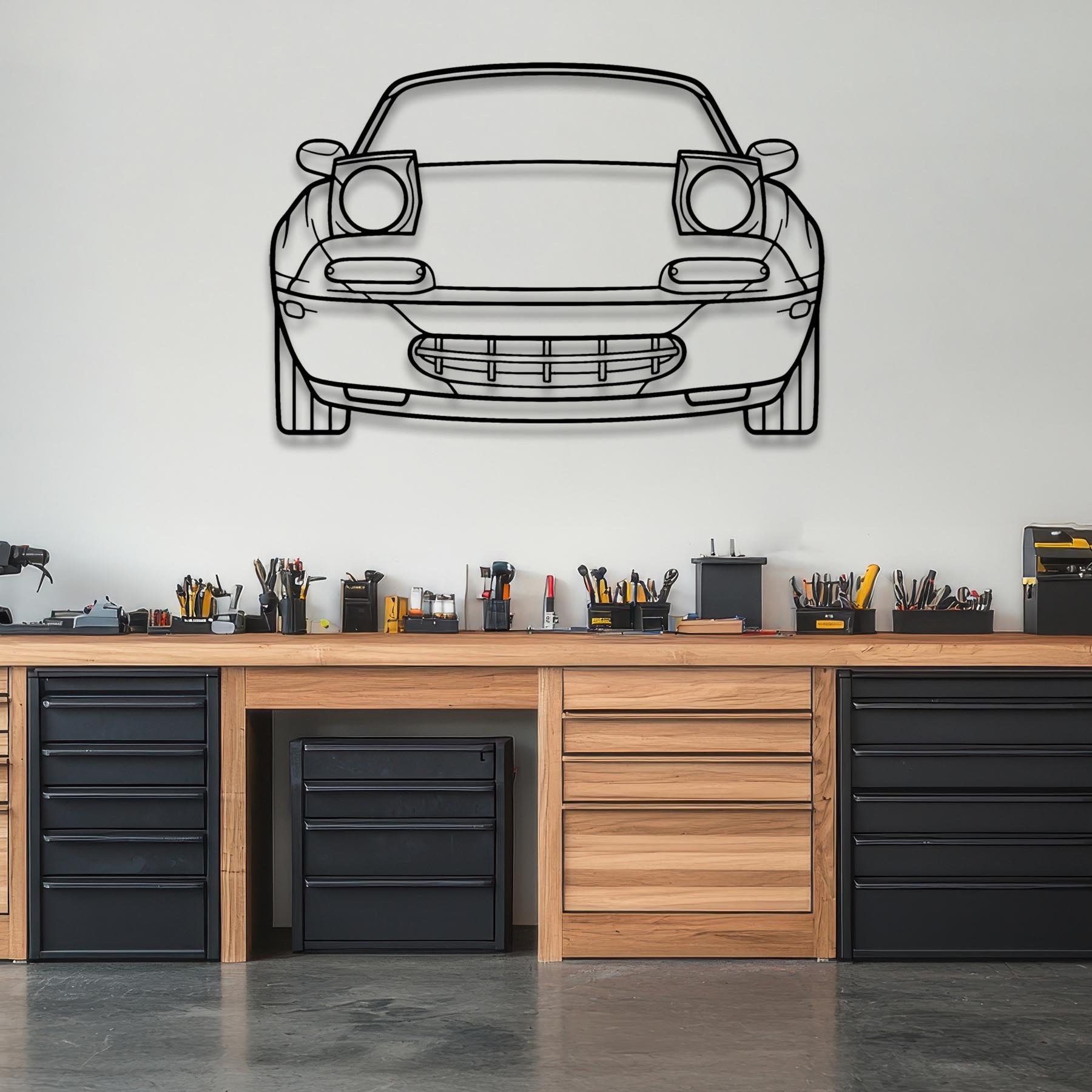 MX-5 1991 Front Silhouette Metal Wall Art