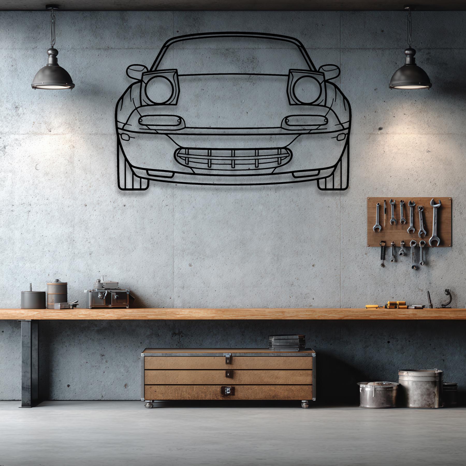MX-5 1991 Front Silhouette Metal Wall Art