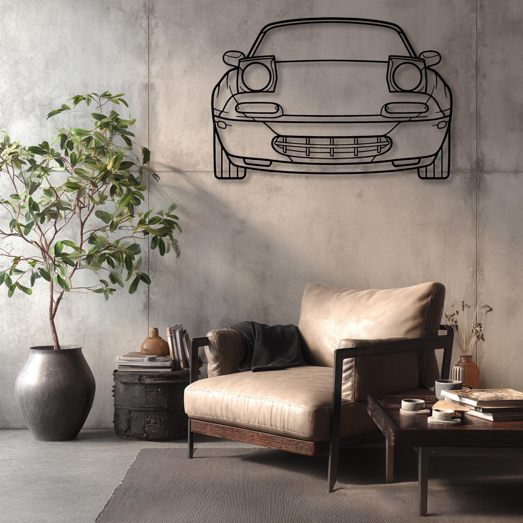 MX-5 1991 Front Silhouette Metal Wall Art