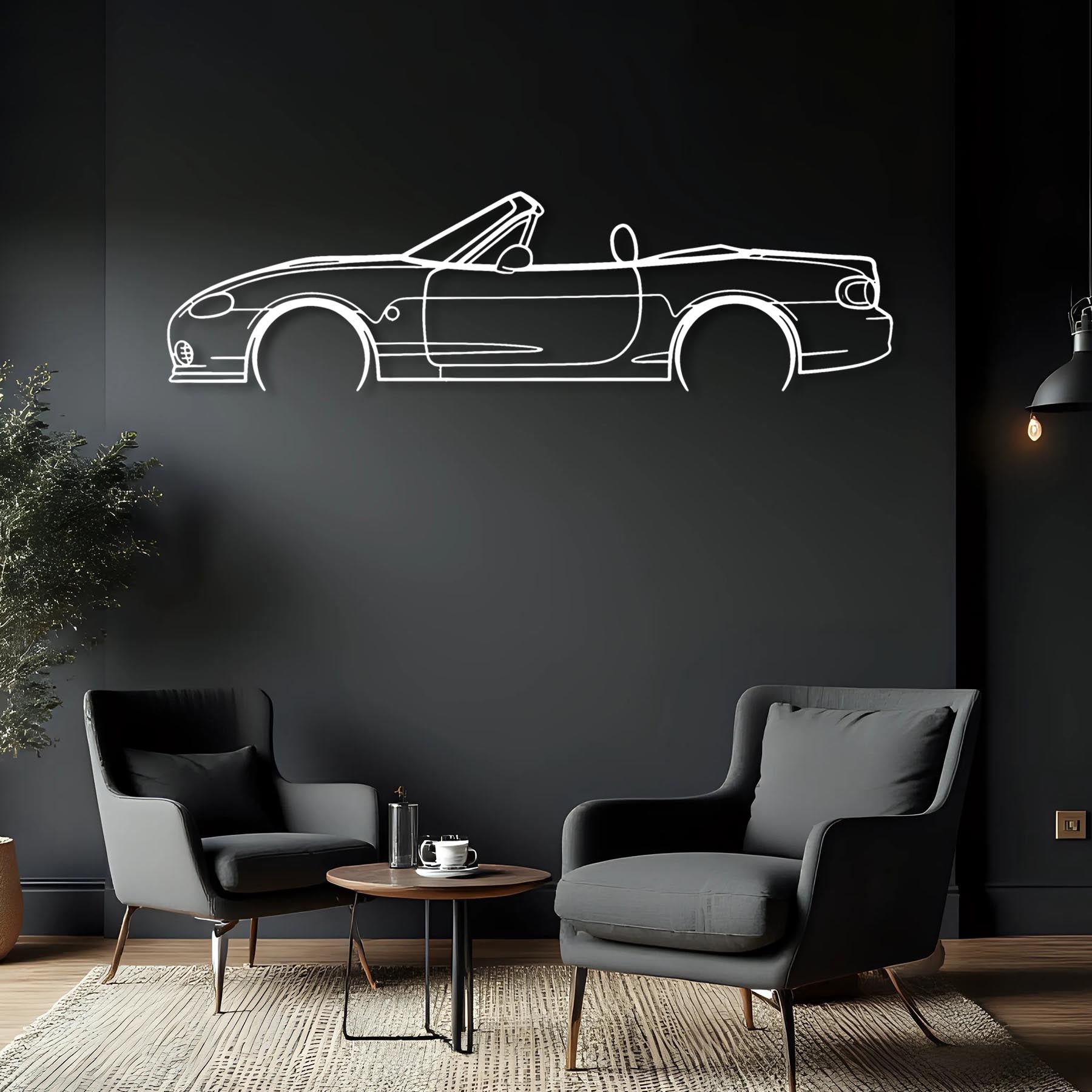 MX 5 NB Detailed Silhouette Metal Wall Art