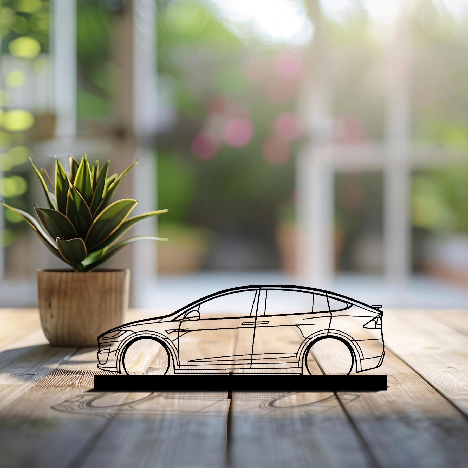 Model X Silhouette Metal Art Stand