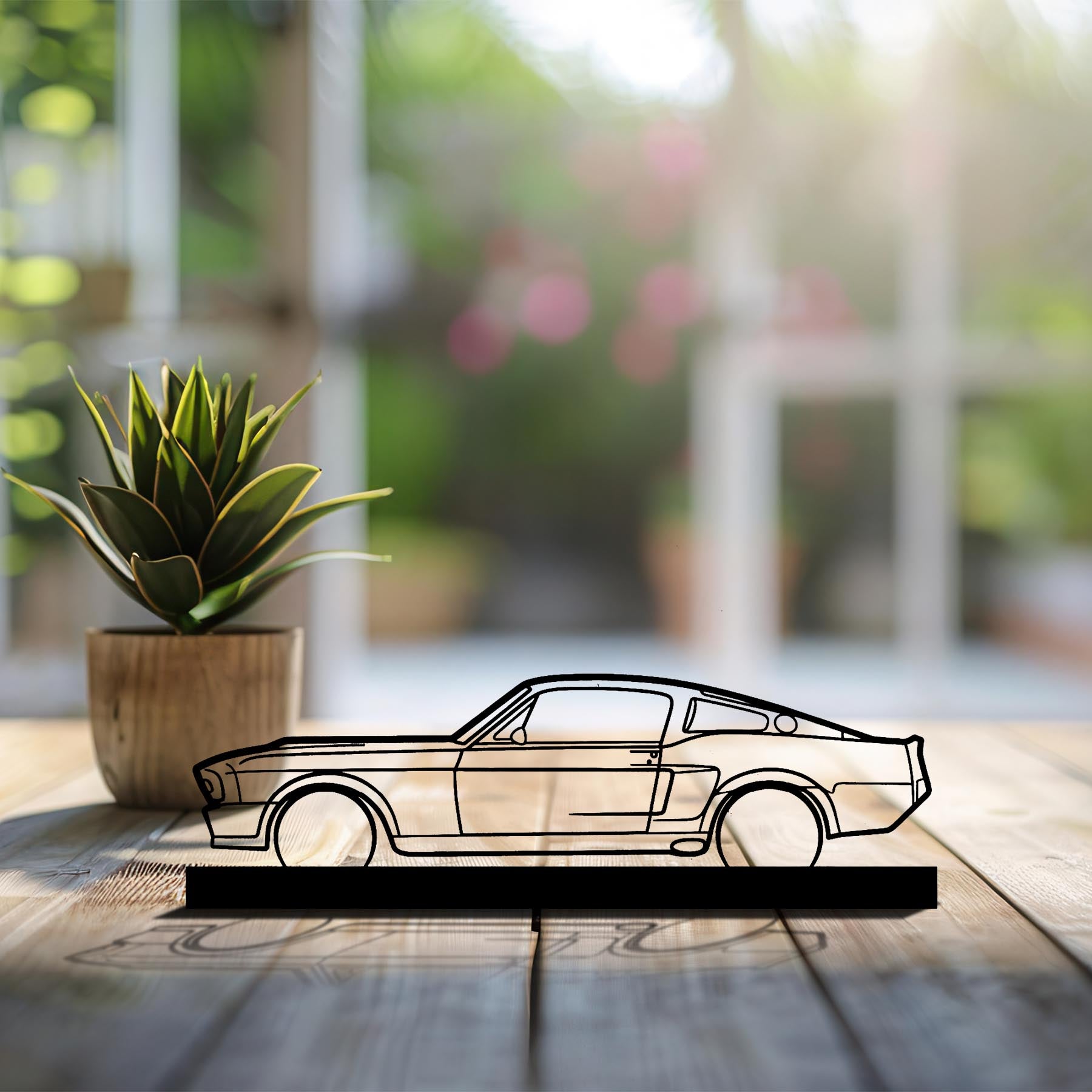 Mustang 1967 Silhouette Metal Art Stand
